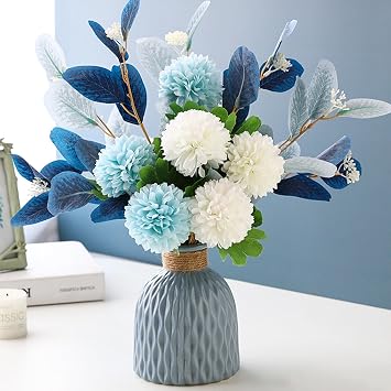 Fake Flowers,Flower Artificial,Artificial Flower Living Room Decoration,Artificial Flowers,Bionic Bouquet,Window Floral Decoration,for Wedding Porch Home Party Garden Decor(Light Blue)