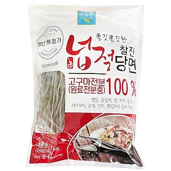Misochan Premium Thick Flat Glass Noodles 35.3 oz Chewy Korean Dangmyeon for Mala Tang, Japchae & Various Dishes