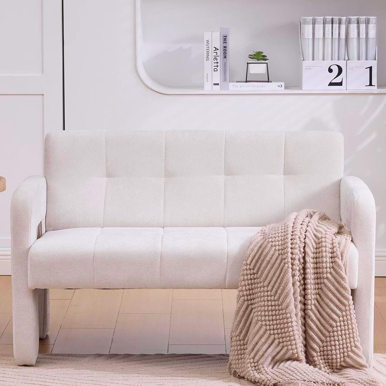46 8 Modern Compact Loveseat Chenille Upholstered Sofa with Dual Armrests - Small Two-Seater Lounge Couch for Small