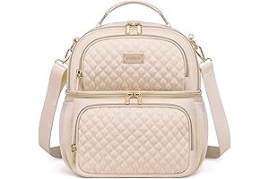 Dual Compartment Lunch Bag for Women with Side Pockets and Adjustable Strap