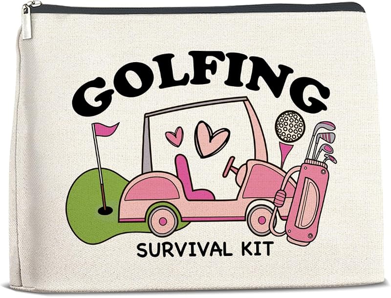 Necessaire de maquiagem FYDHQSS com estampa de golfe e zíper, Polychrome Golf A, 1 unidade