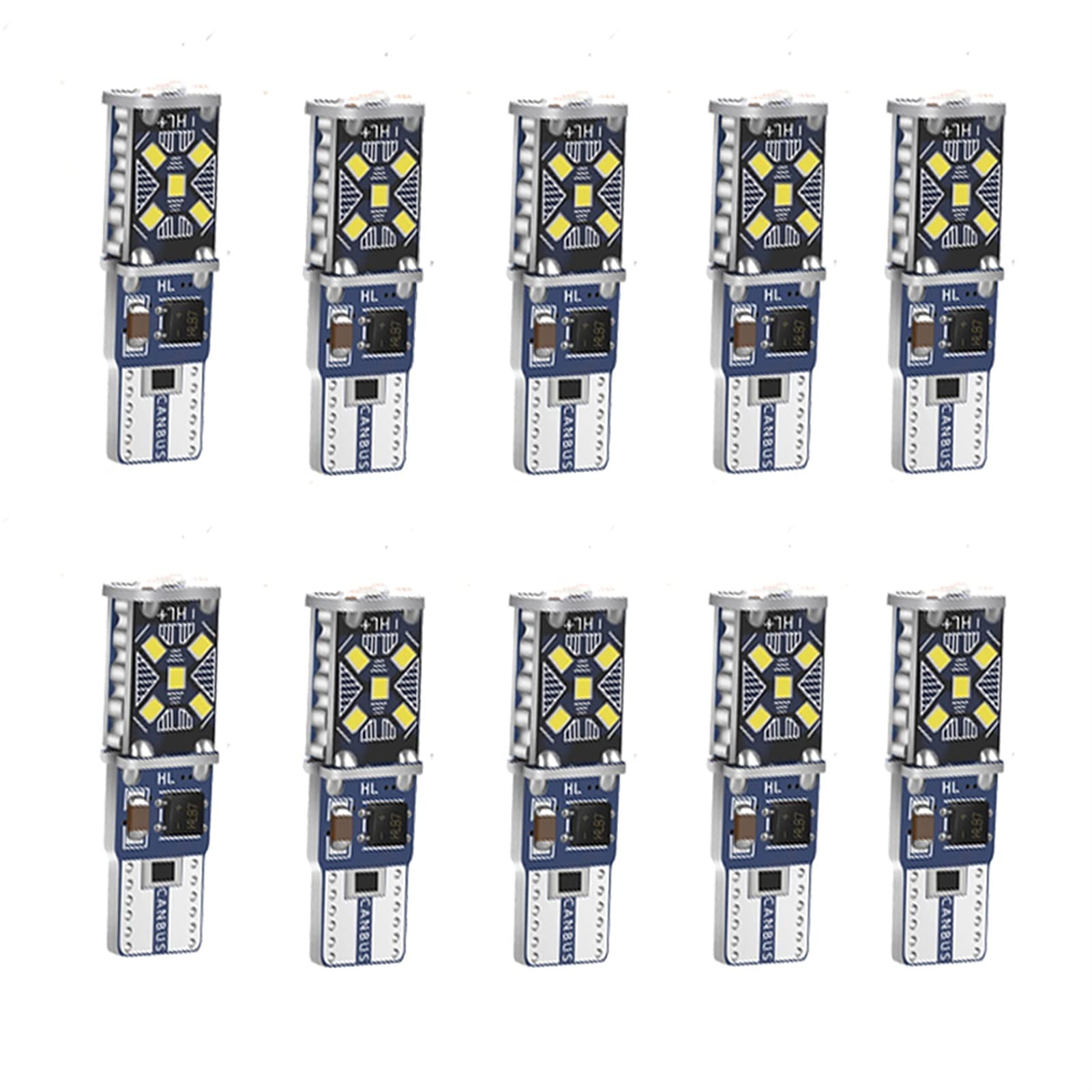 Żarówka ledowa 10x T10 W5W Super Jasne LED Lights Car Lights Auto Reading Doom Drzwi Żarówka Pojazd Klin Skręć Side Wnętrze Parking DRL Lampa Biały 12V (Color : Crystal Blue)