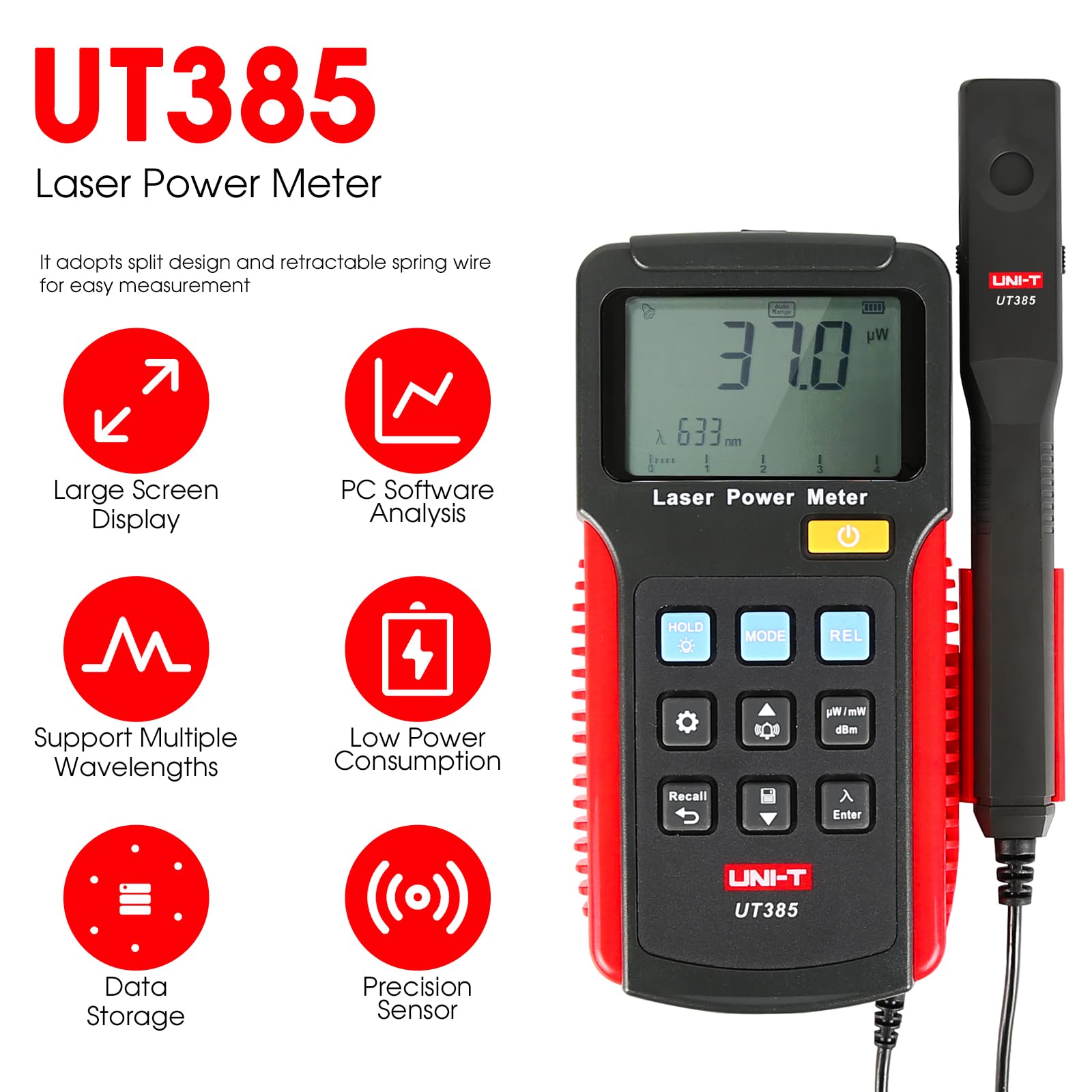 UNI-T UT385 Laser Power Meter Power Analyzer Data Logger Laser Sensor Precision Power Measurement..