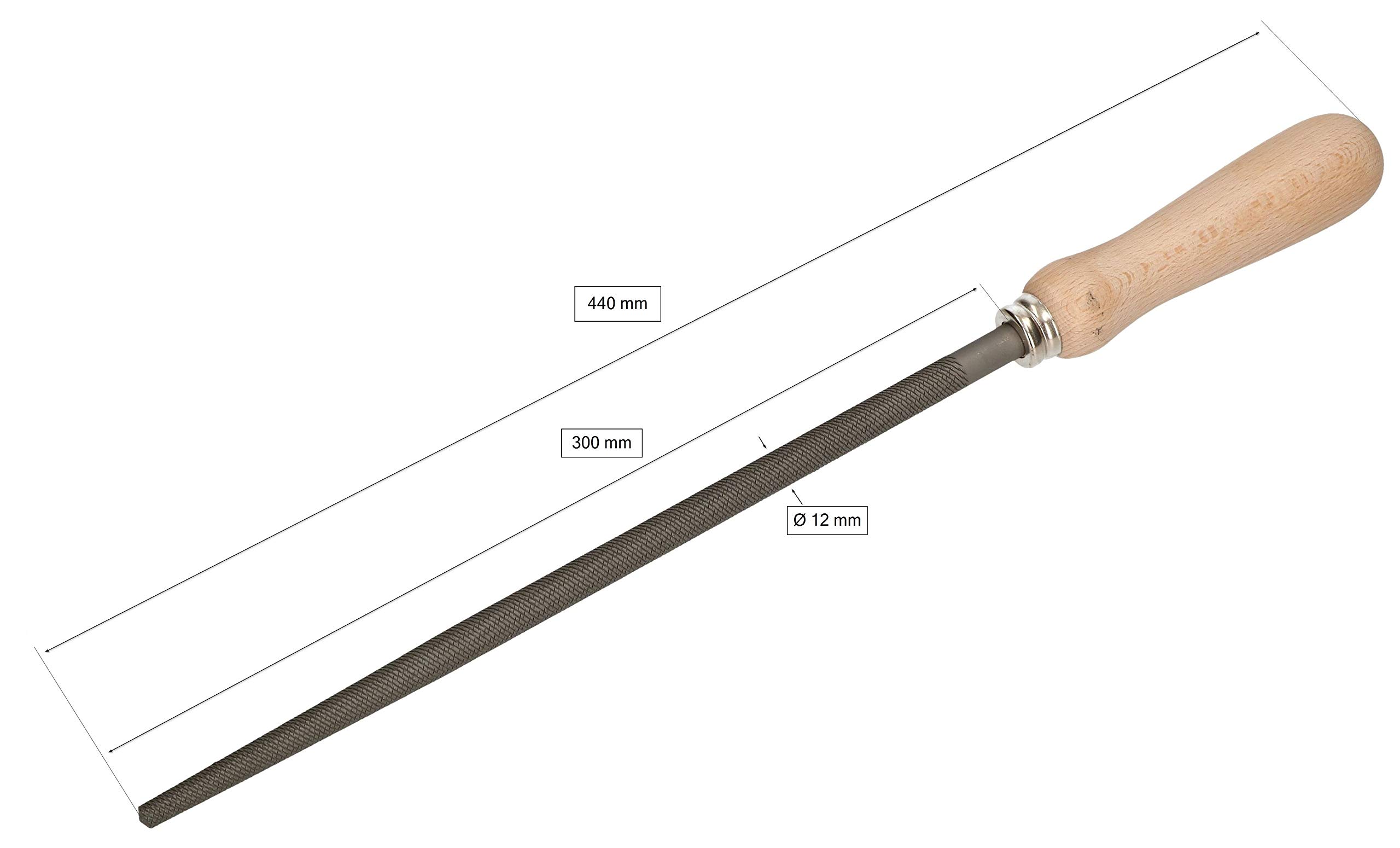 KOTARBAU® Lime d'atelier ronde - Longueur : 300 mm - Coupe 2 (moyenne) - Lime à main ronde en métal pour traitement grossier du métal.