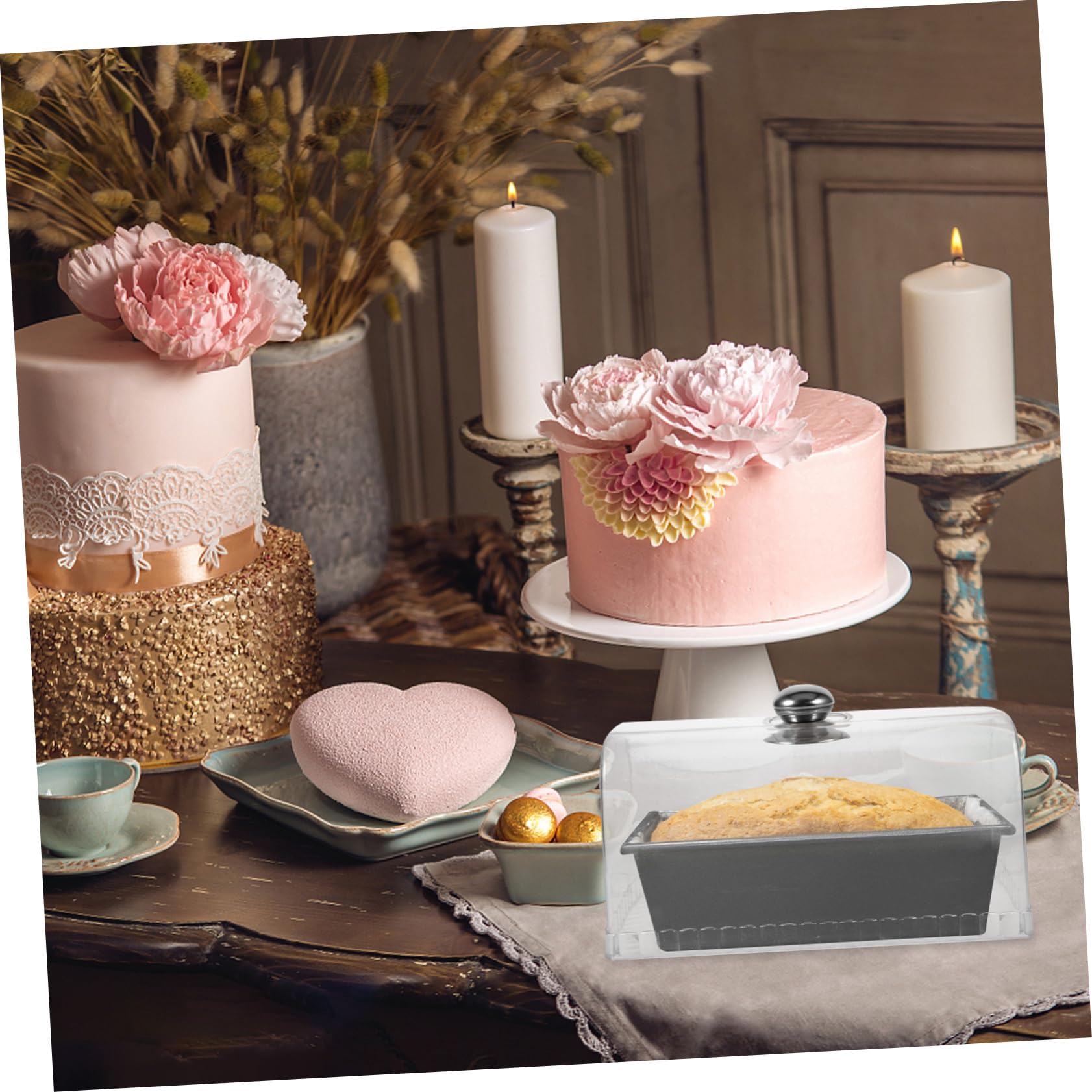 ABOOFAN 3 Pz Copri Vassoio Trasparente Cupola Per Torta Rettangolare Copertura Cupola Da Dessert Copri Scaldavivande Copertura Di Protezione Per Dessert Cibo Cloche Cupola Acrilico Coffee
