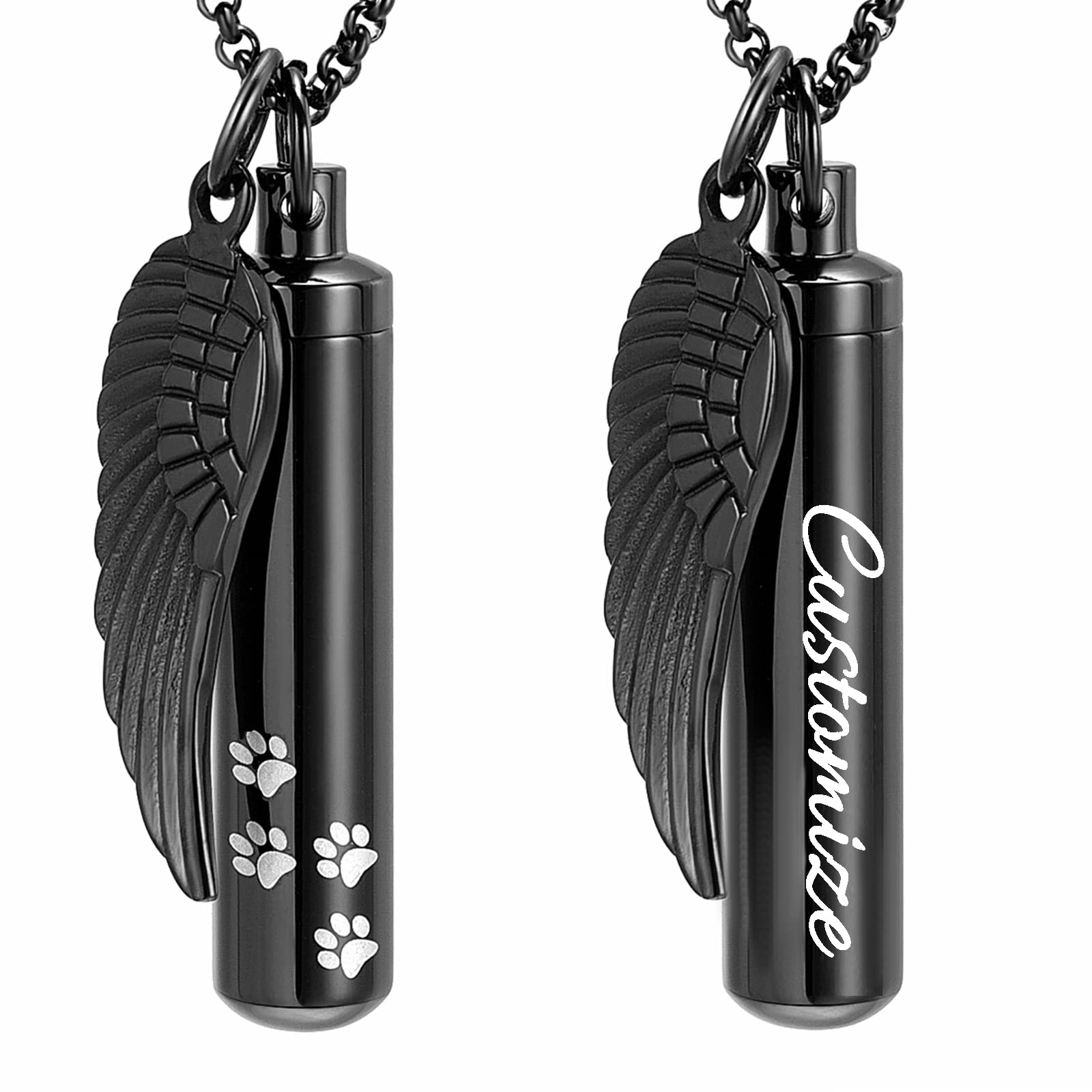 Cremation Jewelry Urn Necklace for Ashes for Pet, Paw Print Memorial Lockets Ash Jewelry, Cylinder Keepsake Pendant for Human Pet Ashes