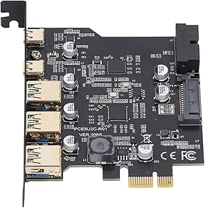 PCIe to USB 3.2 Card, with 3 USB A Ports and 2 USB C Ports, 5 Gbps Bandwidth Internal PCI E Express Expansion Card for Desktop PC for Linux