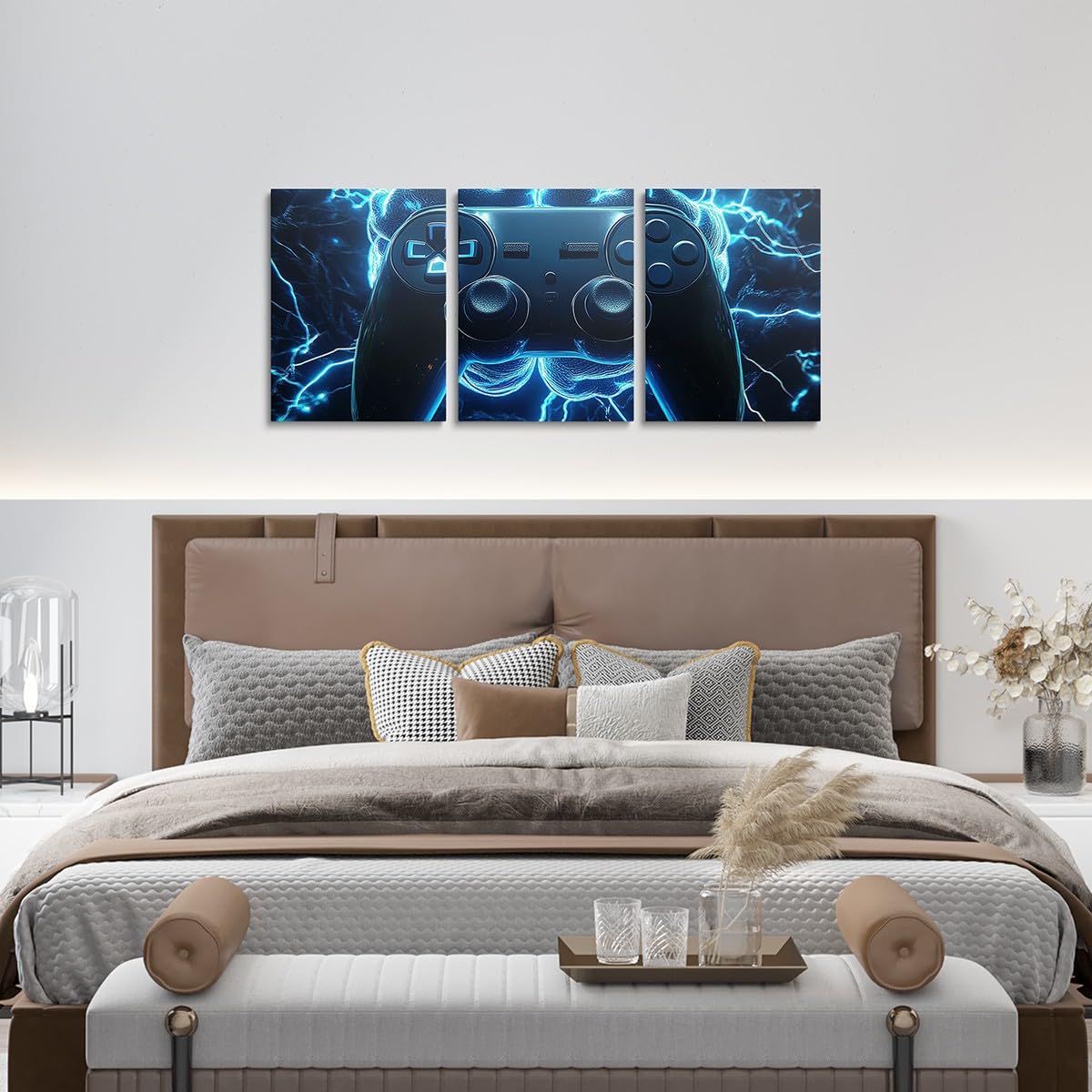 Loussiesd Juego de 3 pósteres para videojuegos, juego de imágenes de pared con cerebro rayo, juego de decoración para sala de juegos, imágenes decorativas para habitación de niños, decoración en
