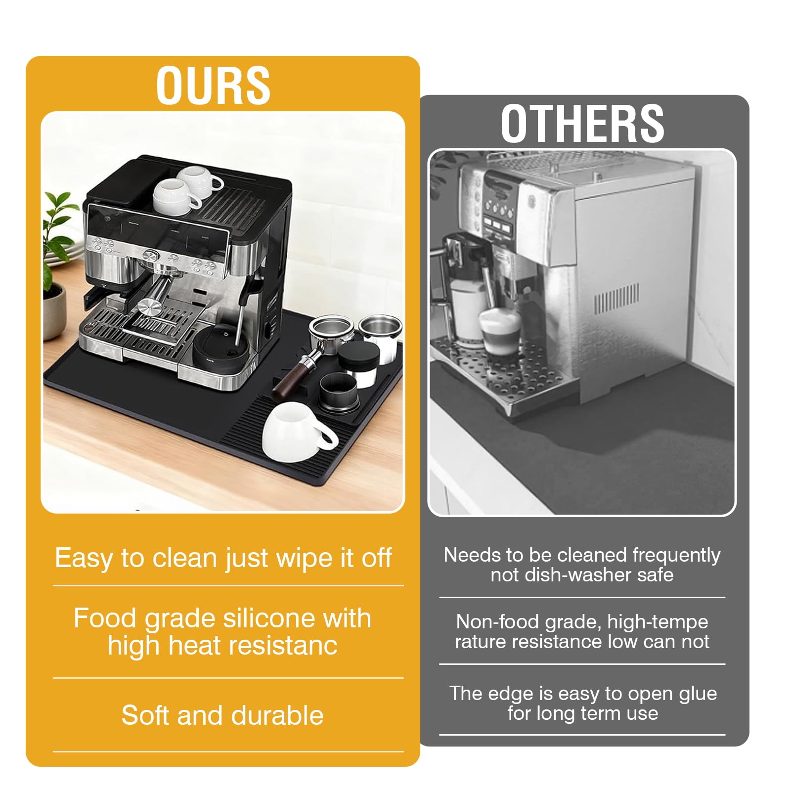2 en 1 base para cafetera, alfombrilla de silicona con borde convexo, alfombrilla de café de silicona antideslizante, accesorio para barra de café Ninja Luxe Cafe