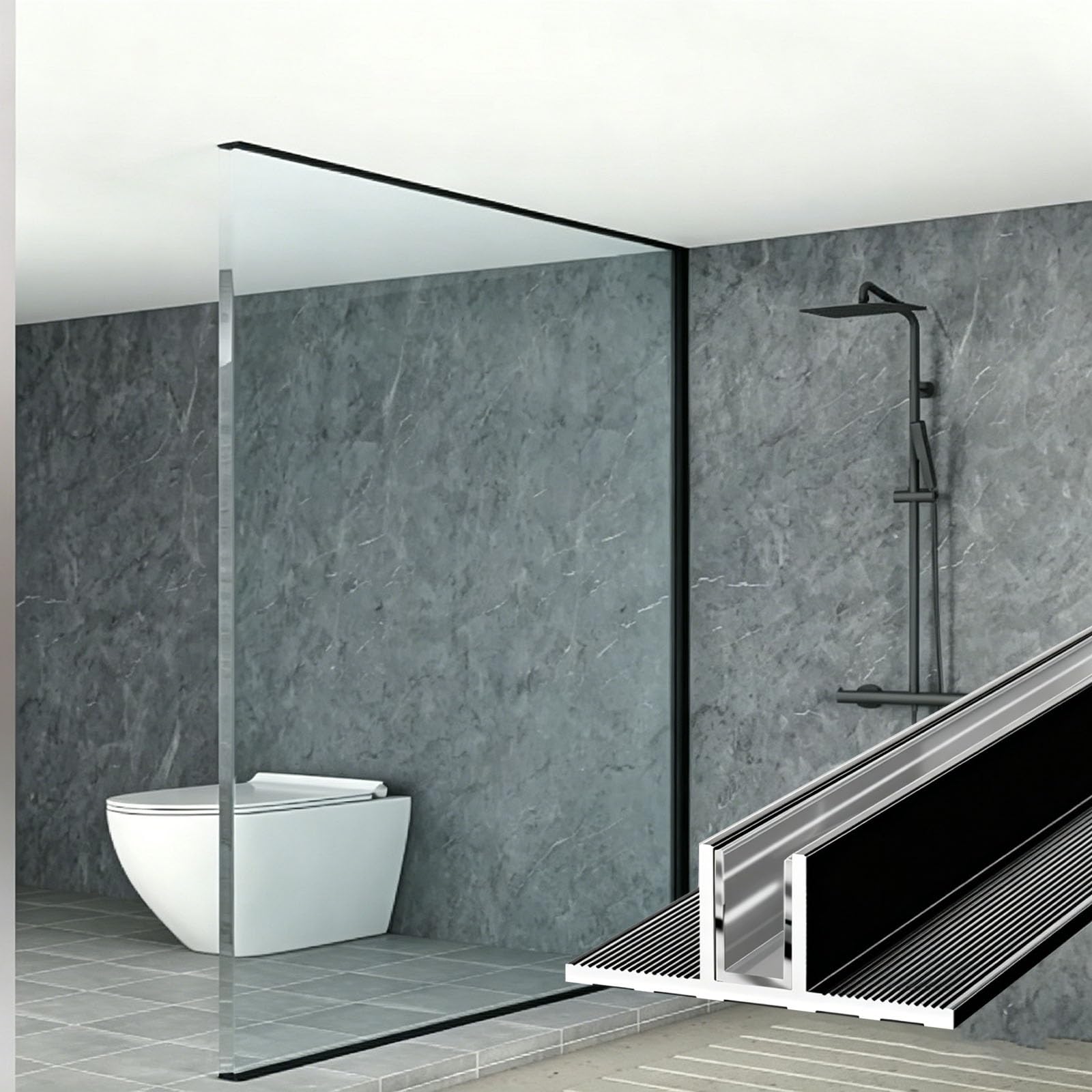 Canal de douche invisible en aluminium U S avec rainure profonde haut de gamme