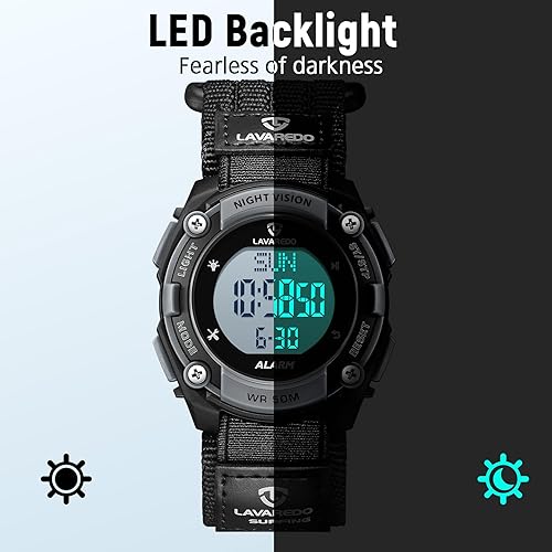 Miniatura 6 de NN BEN NEVIS Reloj digital para hombre, reloj deportivo al aire libre, impermeable, con alarma, calendario, cronómetro, cronógrafo, luz trasera