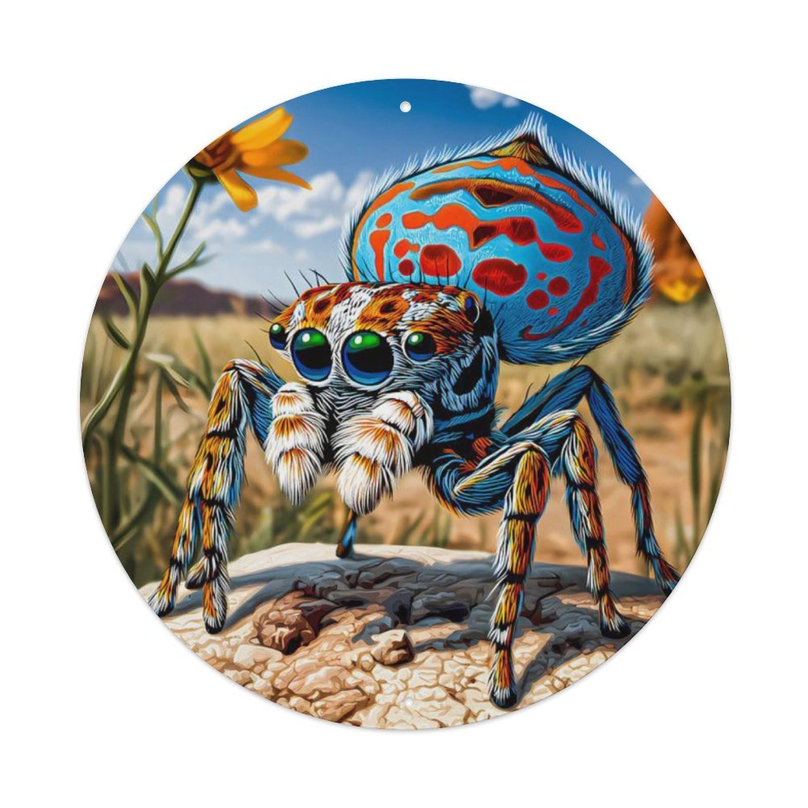 Animal Peacock Spider Wild Australian Outback Desert Flower Vintage Metal Tin Sign Plaque Wall Decor for Cafe, Club Bar, Office, Garden Metal Poster 8x8Inch