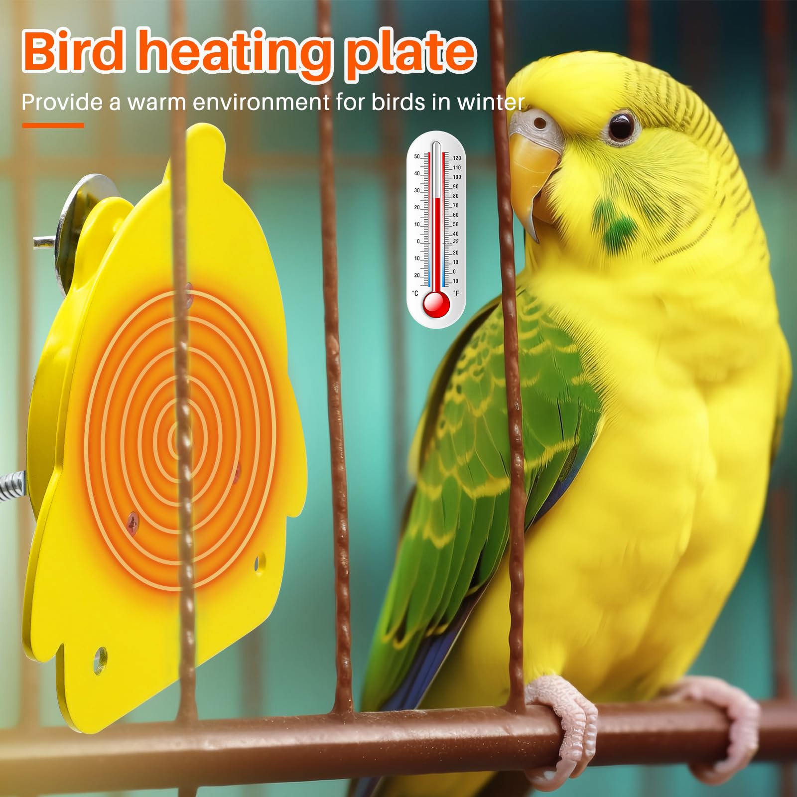 Gabbia per Uccelli Riscaldata per Pappagalli, Pappagalli, Parrocchetti, Riscaldamento Uccello, per Gabbia Snuggle Up Bird, Riscaldamento Caldo 12 V, Scalda 18 W