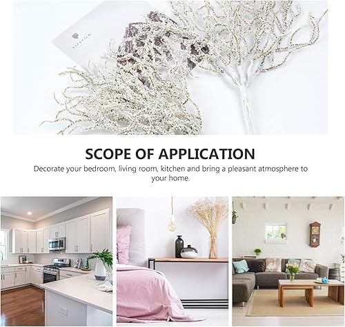 Miniatura 3 de SOIMISS 2 ramos artificiales, ramas de pino artificiales, ramas nevadas, flores sintéticas, decoración del hogar, centros de mesa para boda