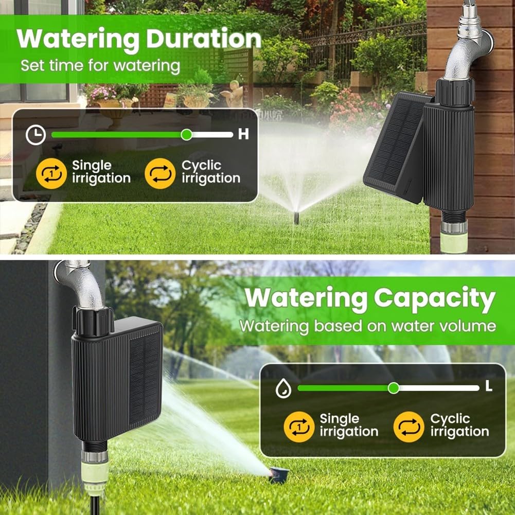Temporizador de agua WiFi inteligente, válvula de agua de riego de jardín automática solar para Tuya Smart, sistema controlador de riego para césped y patio