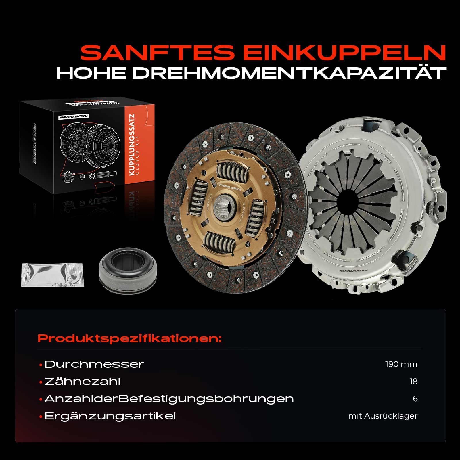 Frankberg Clutch Kit Compatible With C2 JM 1.1L 1.4L 2003-2009 Clutch Set C3 I FC FN 1.1L 1.4L 2002-2009 207 WA WC 1.4L 2006-2015 307 3A/C 1.4L 20000 -2014 Replace# 1611266180