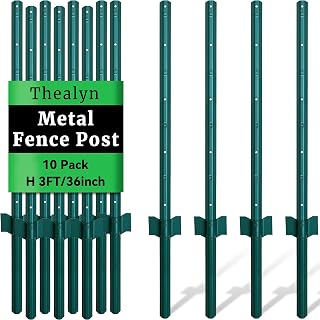 Metal 10Pack 3FT Fence Posts for Wire Fencing Heavy Duty U Post