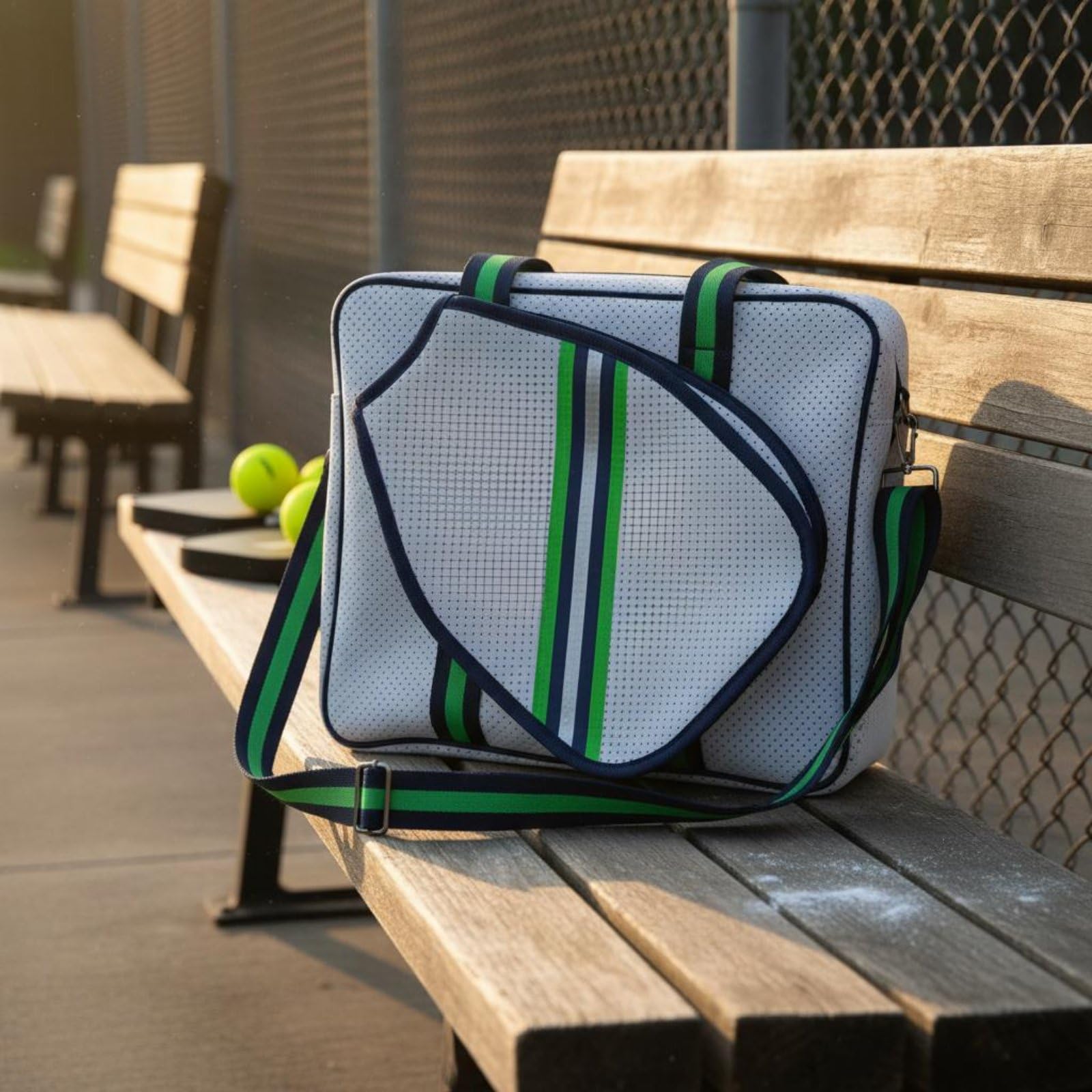 Custodia Pickleball Borsa Racchetta Borsa Padel Zaino Sportiva in Neoprene Morbido Elastico con Tasca Modellata per Pala E Cuciture Accurate Adatta a, Blu, Blu, Bianco, Argento