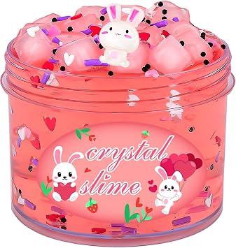 Bunny Jelly Clear Slime Pack, Crunchy Mess-free Non Sticky Rabbit Crystal Water Slime Toy, Premium Easter Basket Fillers, Birthday Gifts, Party Favors Kids Classroom Prizes School Reward