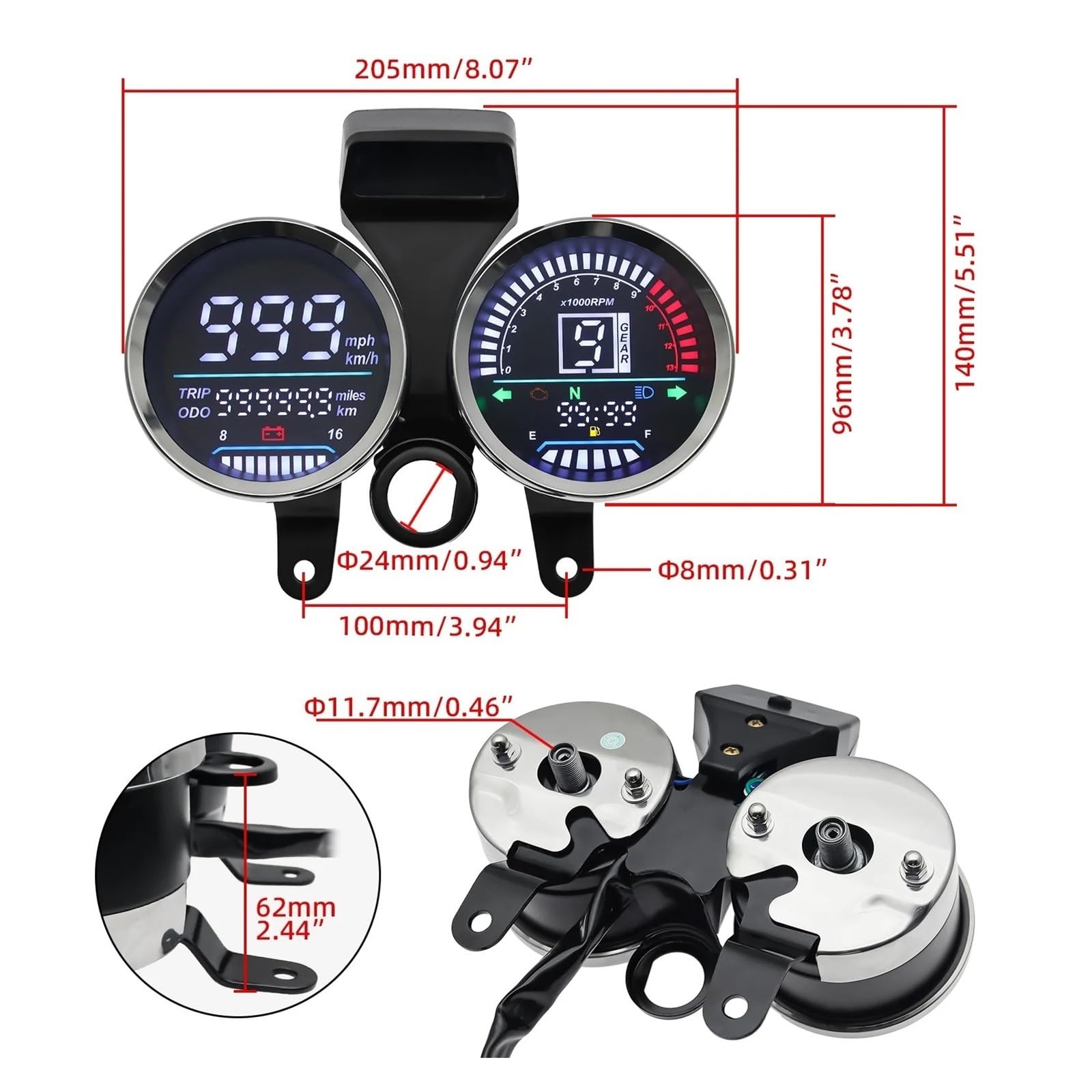 Speedo Pour GN 125 Ensemble de compteur numérique