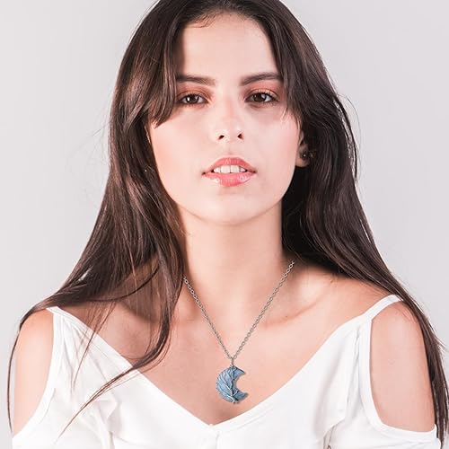 Miniatura 9 de MAIBAOTA Collar de cristal curativo, collar de luna creciente envuelta en alambre de la vida del árbol, collares con colgante de piedra natural,
