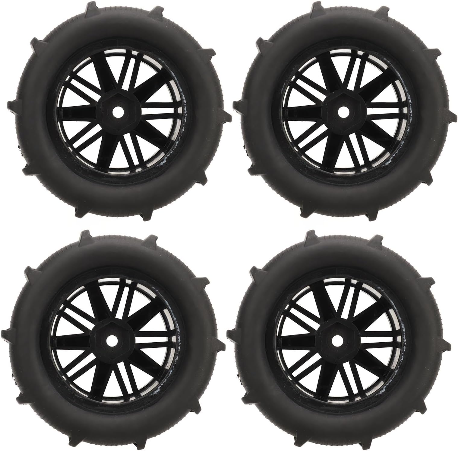4PCS 12mm Hex RC Wheels and Tires Set, 3.15in Diameter Rubber Tires with Strong Cushioning for 1 per 14 RC Cars Compatible with 144001 144010 144011 124016