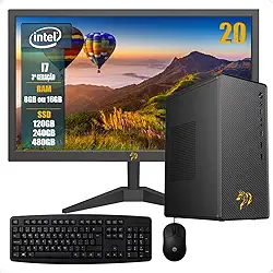 PC Completo Home Office Intel Core i7 3ª Geração Opções 8GB/16GB RAM SSD 120GB/240GB/480GB, Windows 10, Monitor LED 20,Teclado e Mouse Inclusos (120, GB, 8, GB)