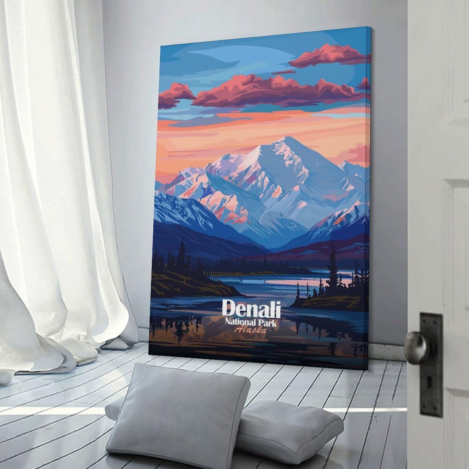 Junmoney Frame-Style-13 Decorative Wall Artwork Denali National Park Alaska Landscape, 12X18inch(30X45cm), For Contemporary Homes, Apartments Or Offices, An Easy Choice For New Home Styling