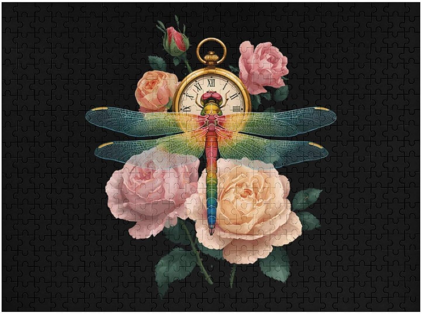 Dragonfly Steampunk Puzzles for Adults 500 PCS Wooden Jigsaw Puzzle Wall Decor Christmas