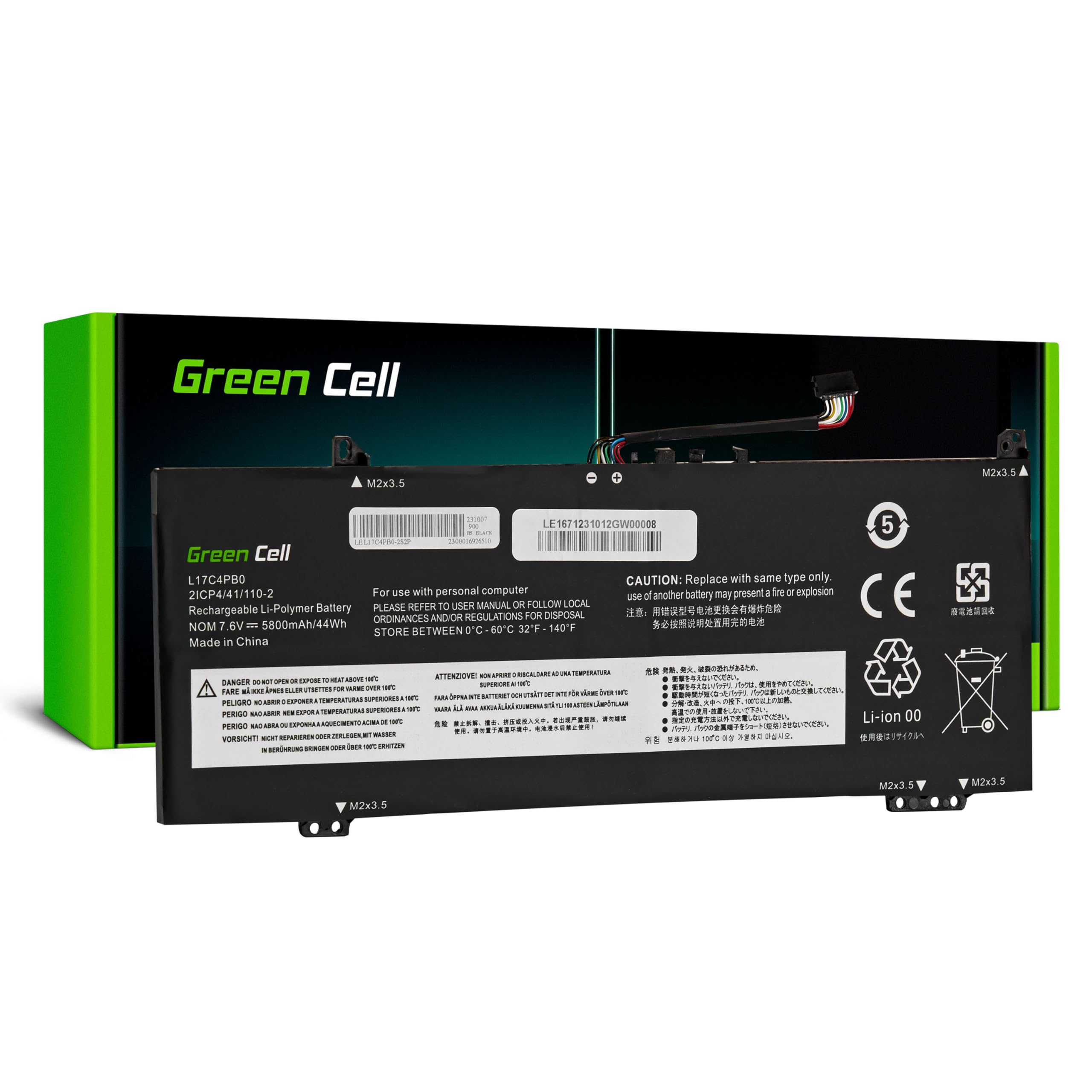 Green Cell L17C4PB0 L17C4PB2 L17M4PB0 L17M4PB2 bateria do laptopa Lenovo IdeaPad 530S-14ARR 530S-14IKB Yoga 530-14ARR 530-14IKB laptop (5800mAh 7.6V czarny)
