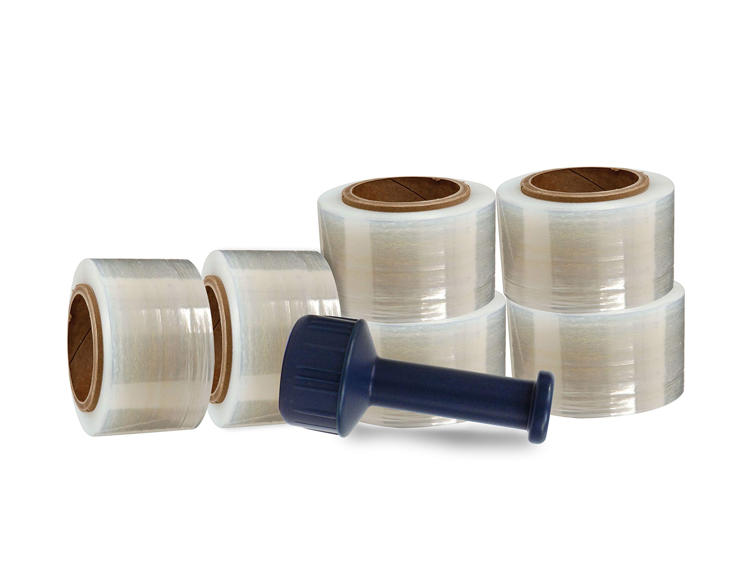 WOD SFCB80 Heavy Duty Hand Stretch Film Wrap 80 Gauge Thick with Dispenser - Clear Shrink Wrap Ideal for Moving, Packing, &amp; Palletizing Applications: 3" in. x 1000 Ft (6-Rolls)