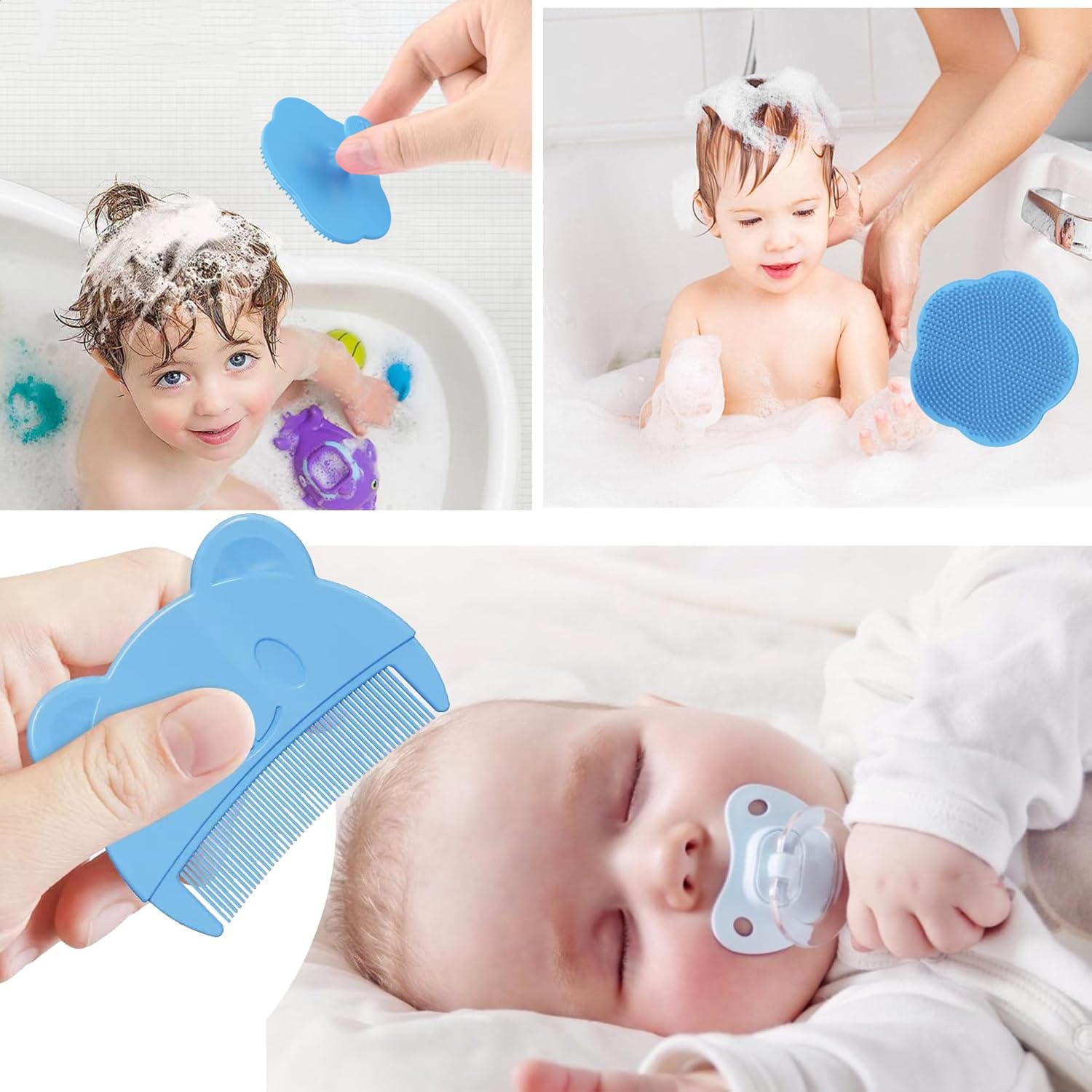 Brosse Cheveux Bebe,2 Pièces Brosse à Cheveux Peignes Croute de Lait Peigne Silicone Croute de Lait Peigne pour Nouveau-nés et Bébés