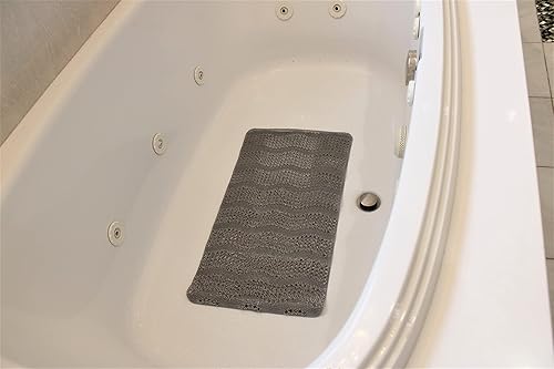 Miniatura 4 de Dependable Industries Inc. Essentials Tapete de baño de terciopelo con textura de calidad de spa, tapete de baño y bañera antideslizante, 27 x 15