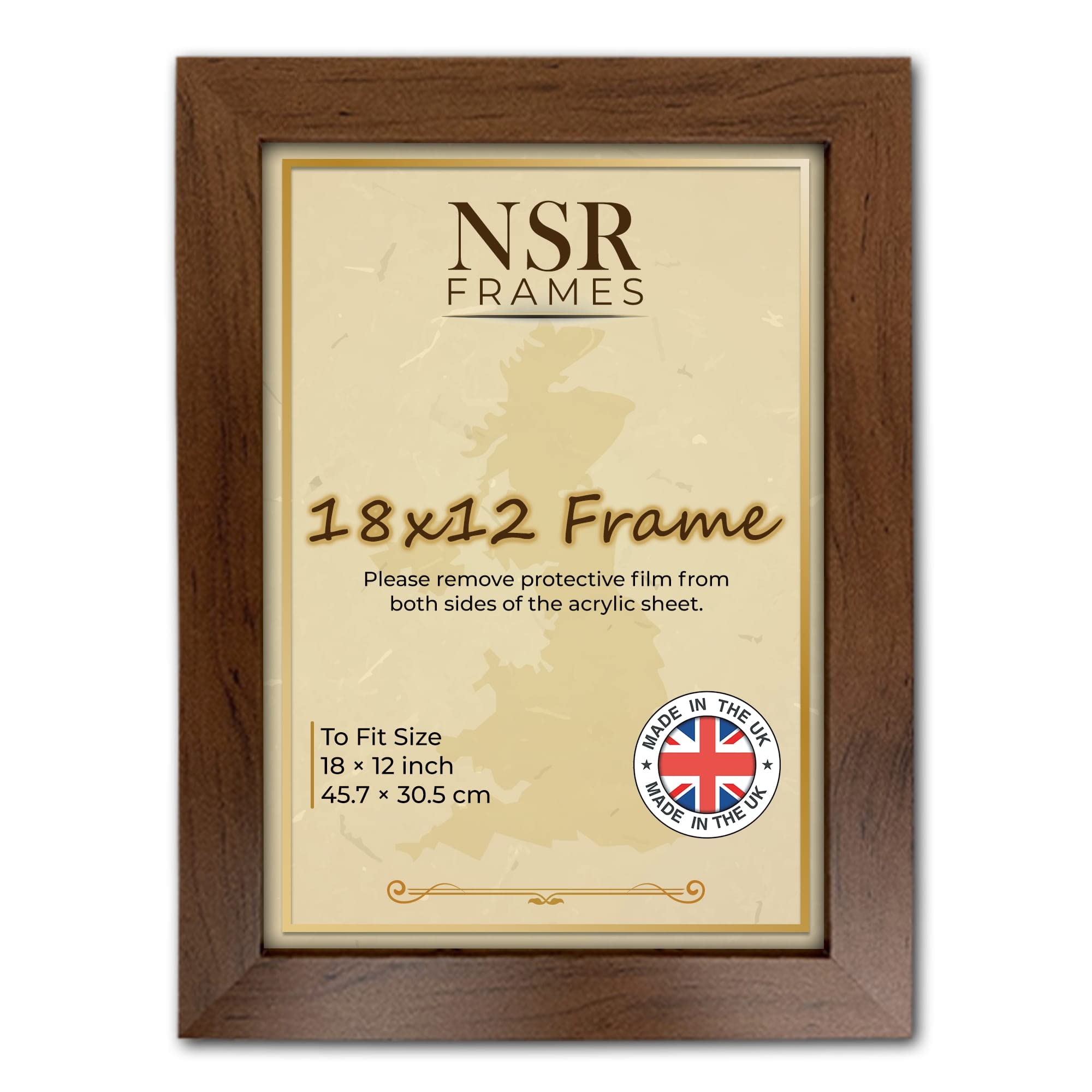 Nsr Walnut Picture Frames, Wall Mountable 18X12 Flat Shape Mdf Engineered Wood Photo Frame