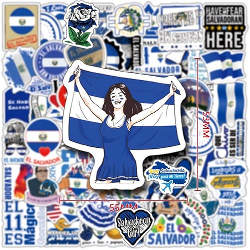 Miniatura 5 de Paquete de 63 calcomanías de El Salvador, vinilo estético SV, impermeables, para botella de agua, laptop, teléfono, patineta, álbumes de recortes,