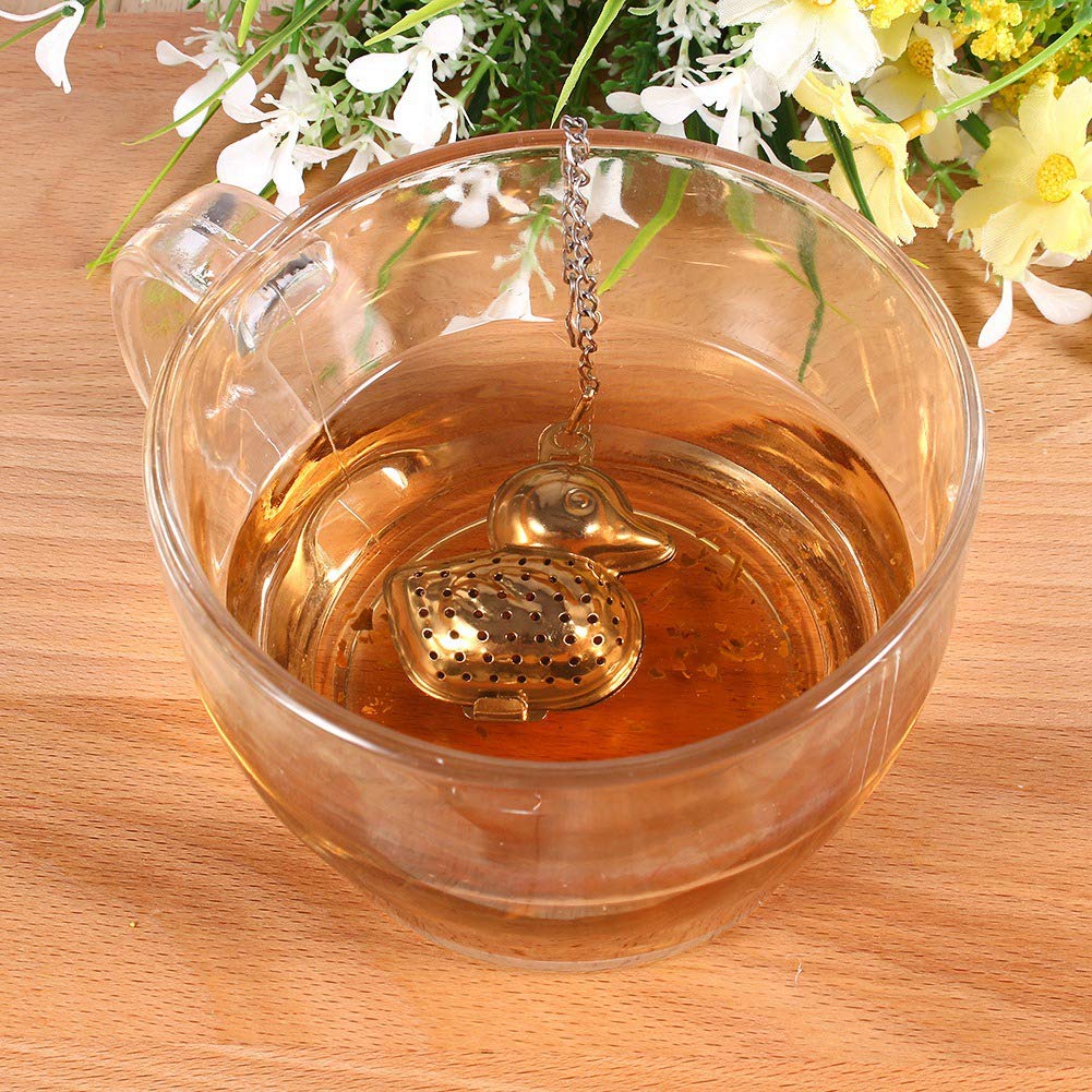 Infusore Per Tè A Forma Di Anatra: Colino In Acciaio Inox Per Tè Sfuso, Con Catena E Gancio