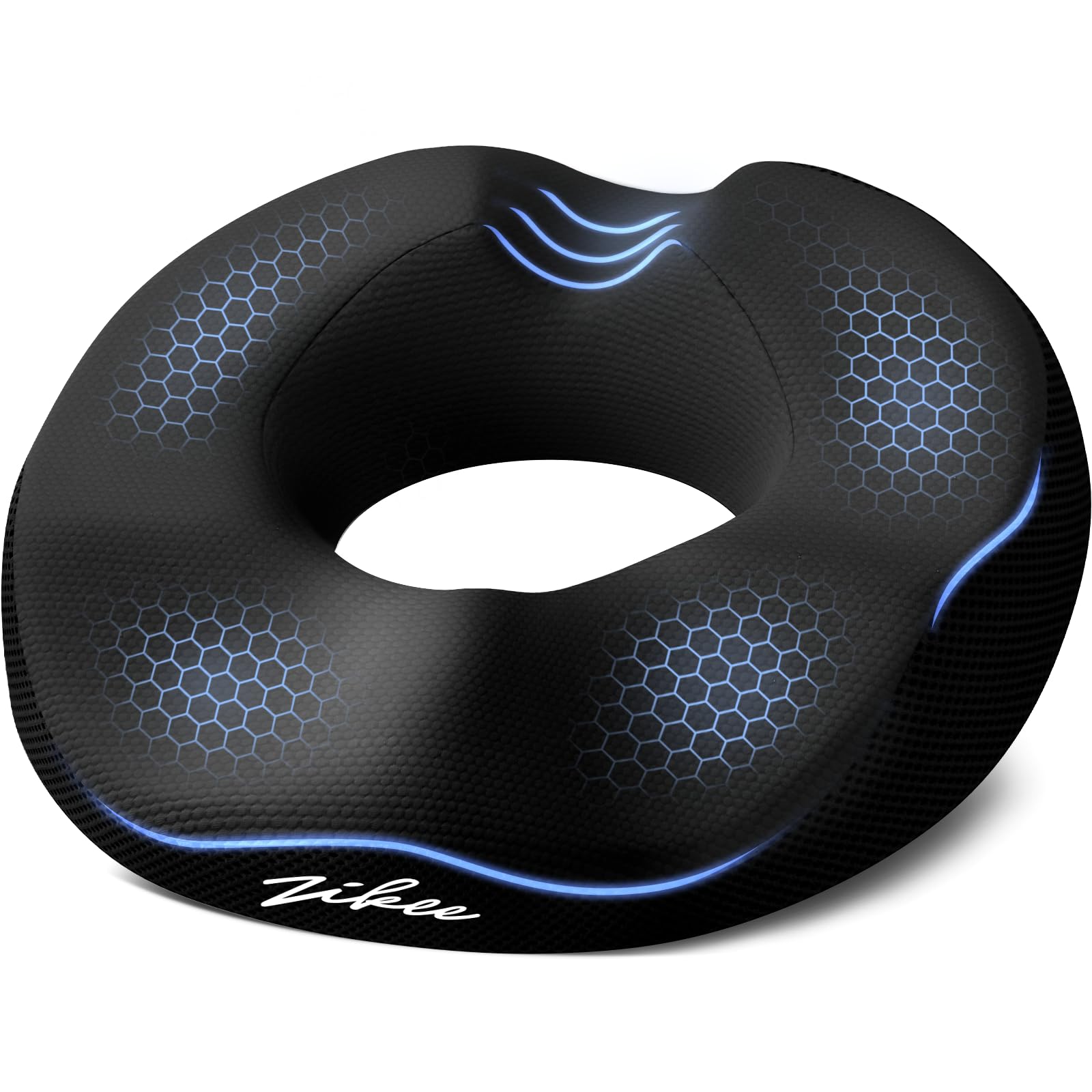 ZIKEE 360° Pain Relief Donut Pillow for Tailbone Pain, Hemorrhoid Pillow for Sitting, Memory Foam Donut Seat Cushion with Ergonomic W-Shaped Designs for Thighs Relief, Postpartum & Post Surgery Care