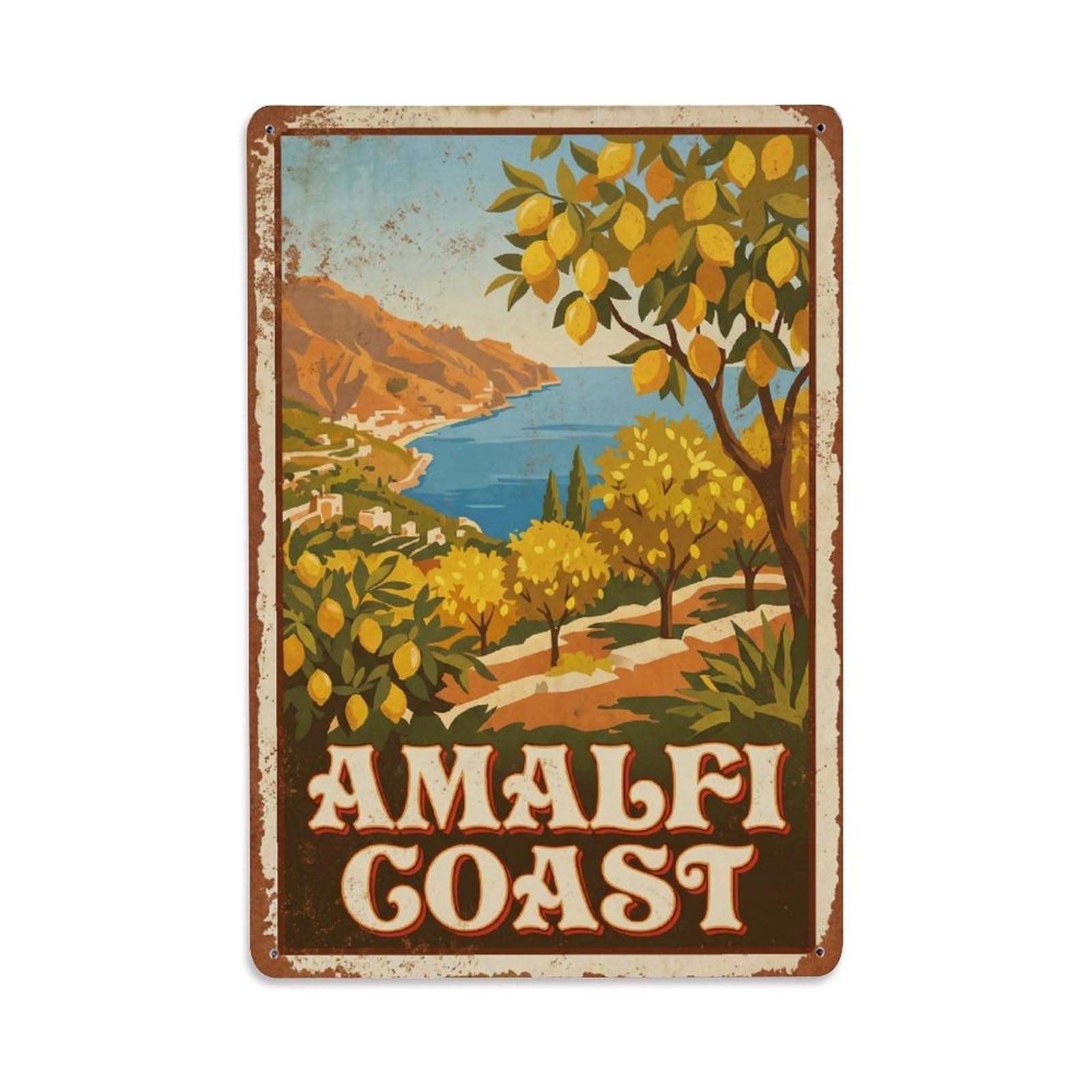 Vintage Travel Citrus Italy Orchard Metal Tin Sign