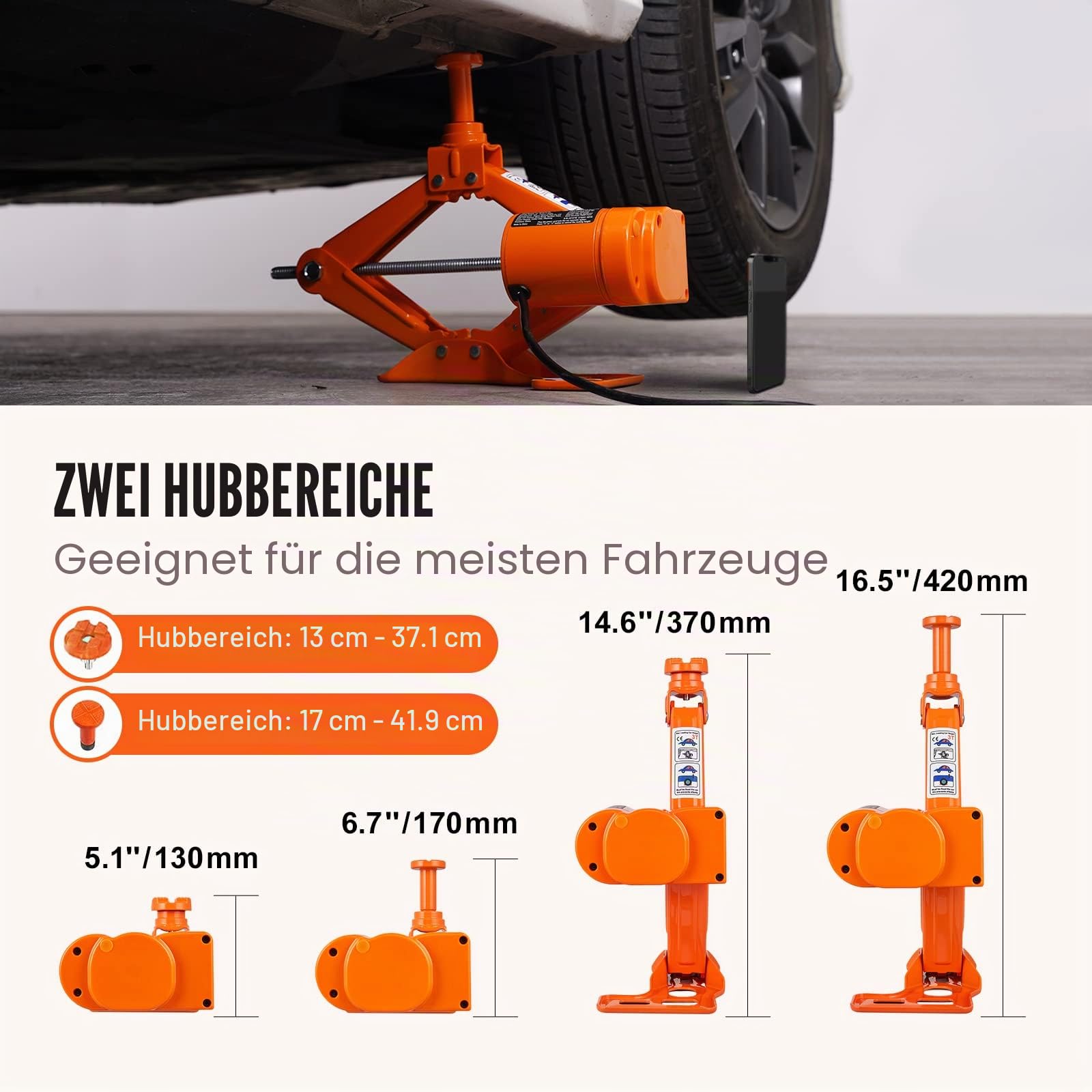 VEVOR Elektrischer Wagenheber, 3 Tonnen/2993,7 kg 12 V Elektrischer Scherenwagenheber, Doppelsattel mit Fernbedienung, tragbarer Wagenheber für Limousine, SUV, LKW Reifenwechsel Ersatz