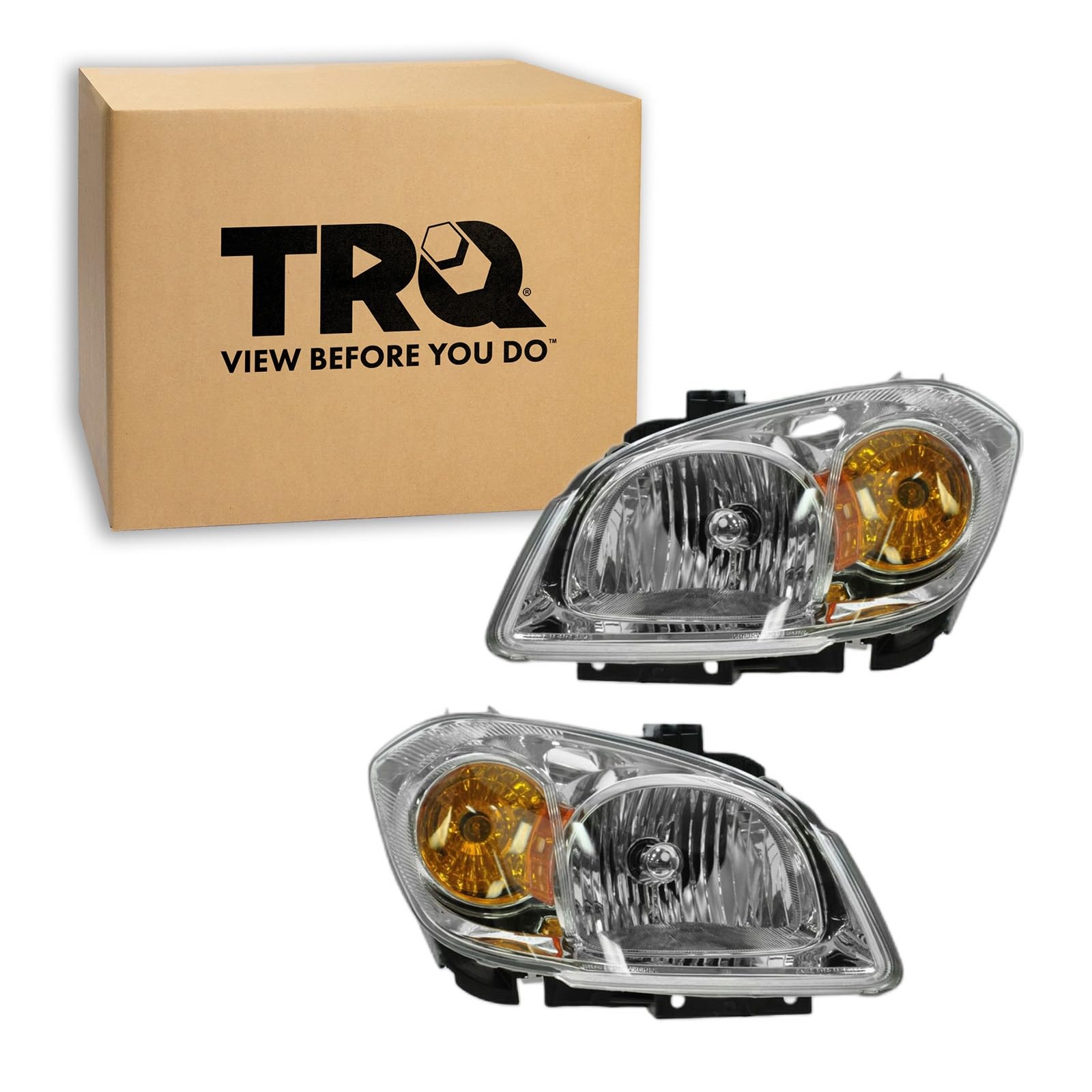TRQ Headlight Assembly Set GM2502282 GM2503274 Compatible with 2005-2010 Chevrolet Cobalt 2007-2009 Pontiac G5