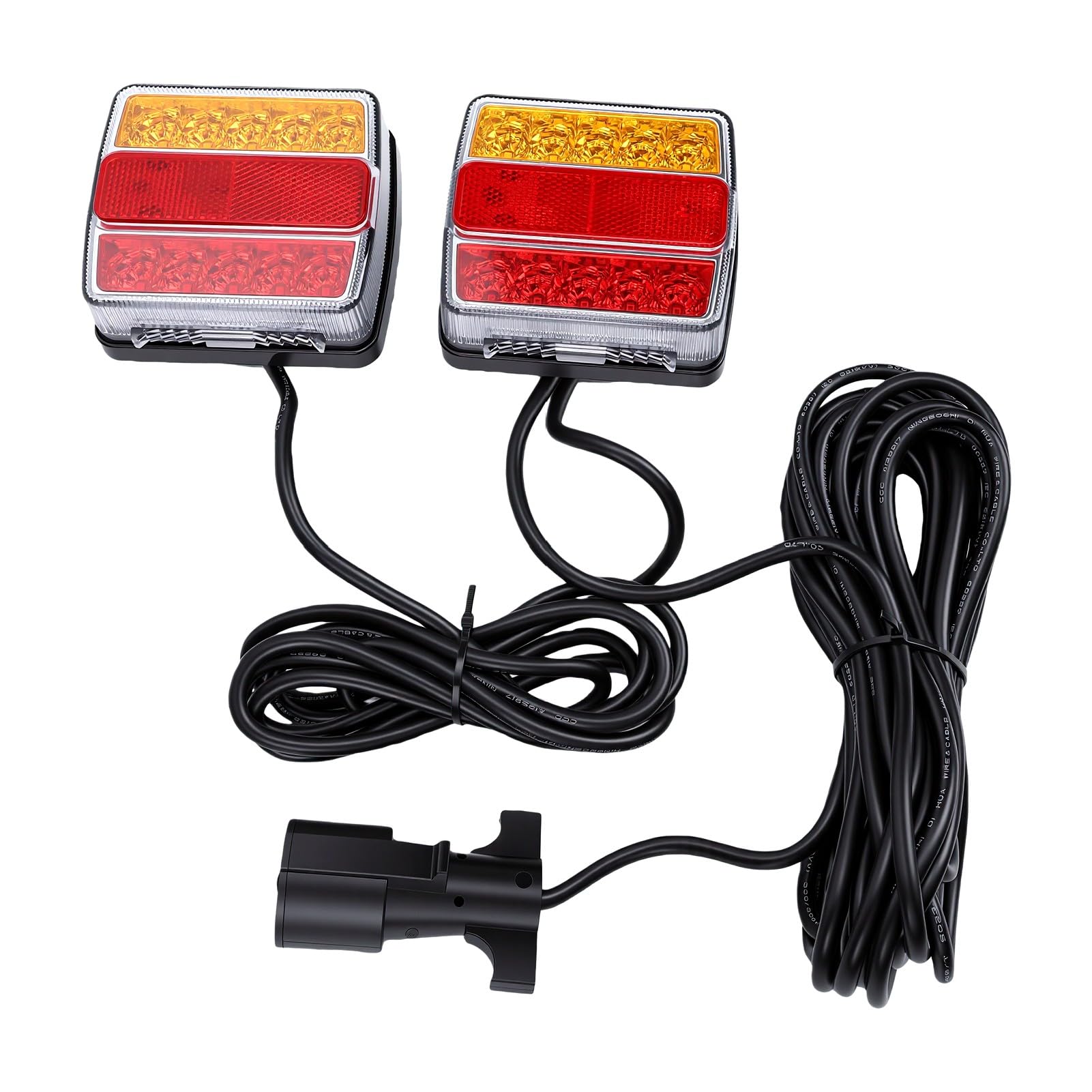 Generic Magnetyczny Zestaw świateł Holowniczych LED do Przyczepy, Zestaw świateł do Przyczepy, Holowniczych, Zgodny z DOT, Wodoszczelny IP68, Wtyczka 7-pinowa, Kabel 24