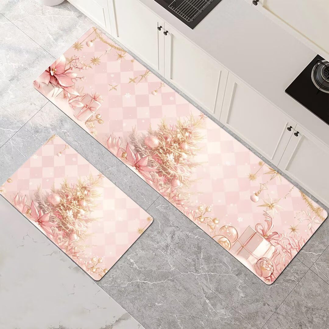Alfombra cocina lavable y antideslizante con secado rápido y súper absorbente rosa