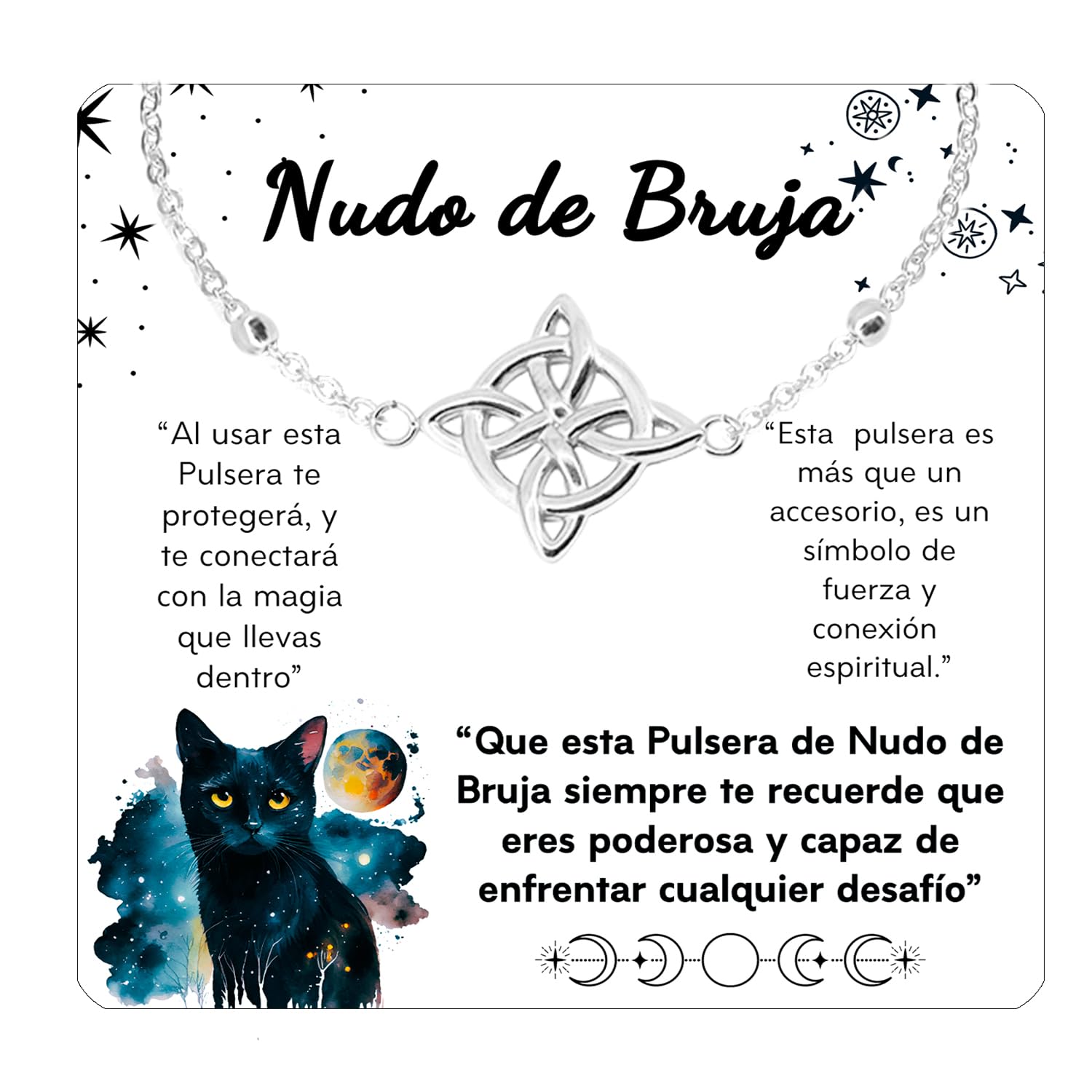 Only faithPulsera Nudo de Bruja para Mujer Acero inoxidable Amuleto y Protección