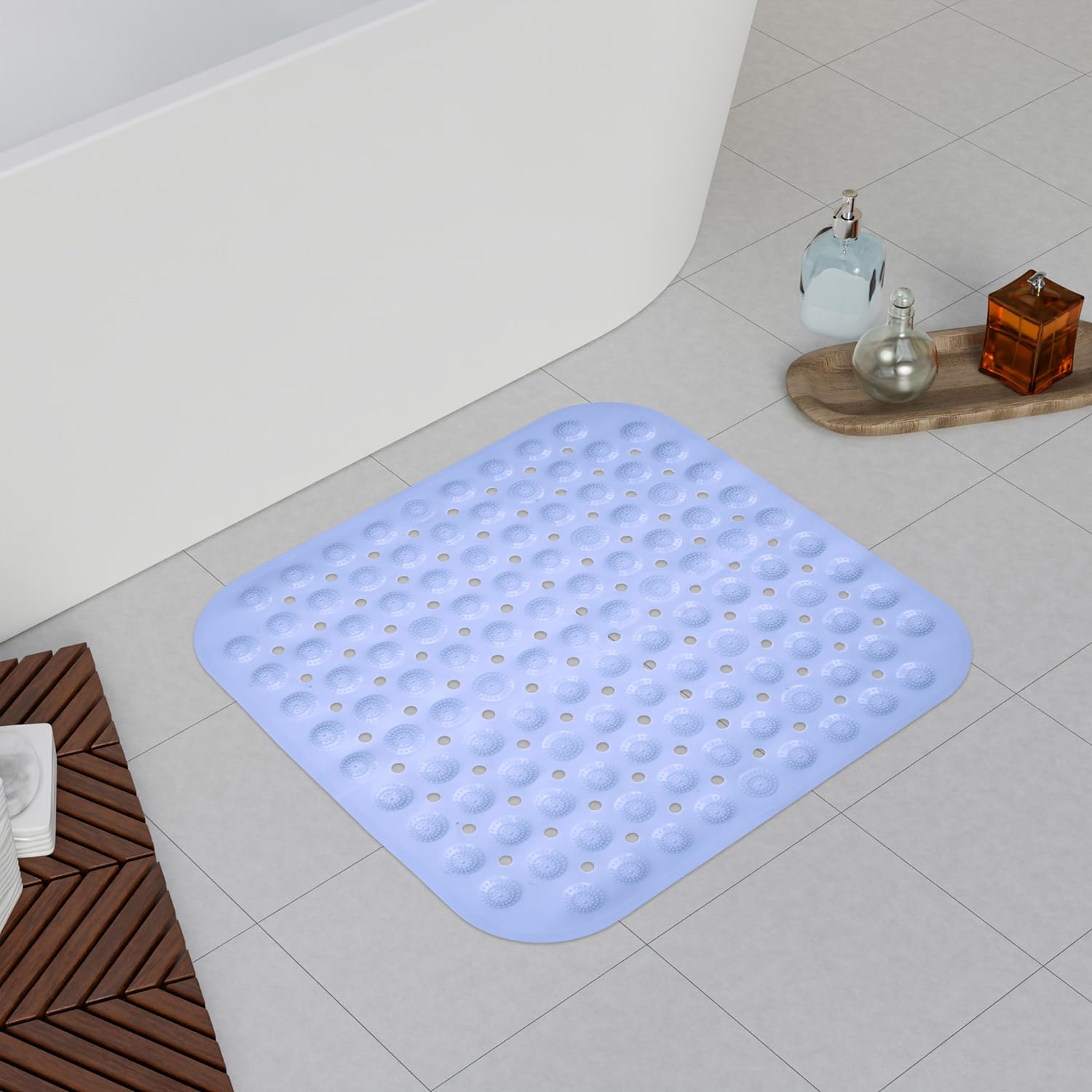Kuber Industries Bath Mat | PVC Bathroom Mat | Shower Bath Mat | Square Bath Tub Mat | Foot Massager Mat | Anti-Skid Floor Mat | Shower Mat | Sky Blue (B0CH55ZNZ3) Amazon Price History, Amazon Price Tracker