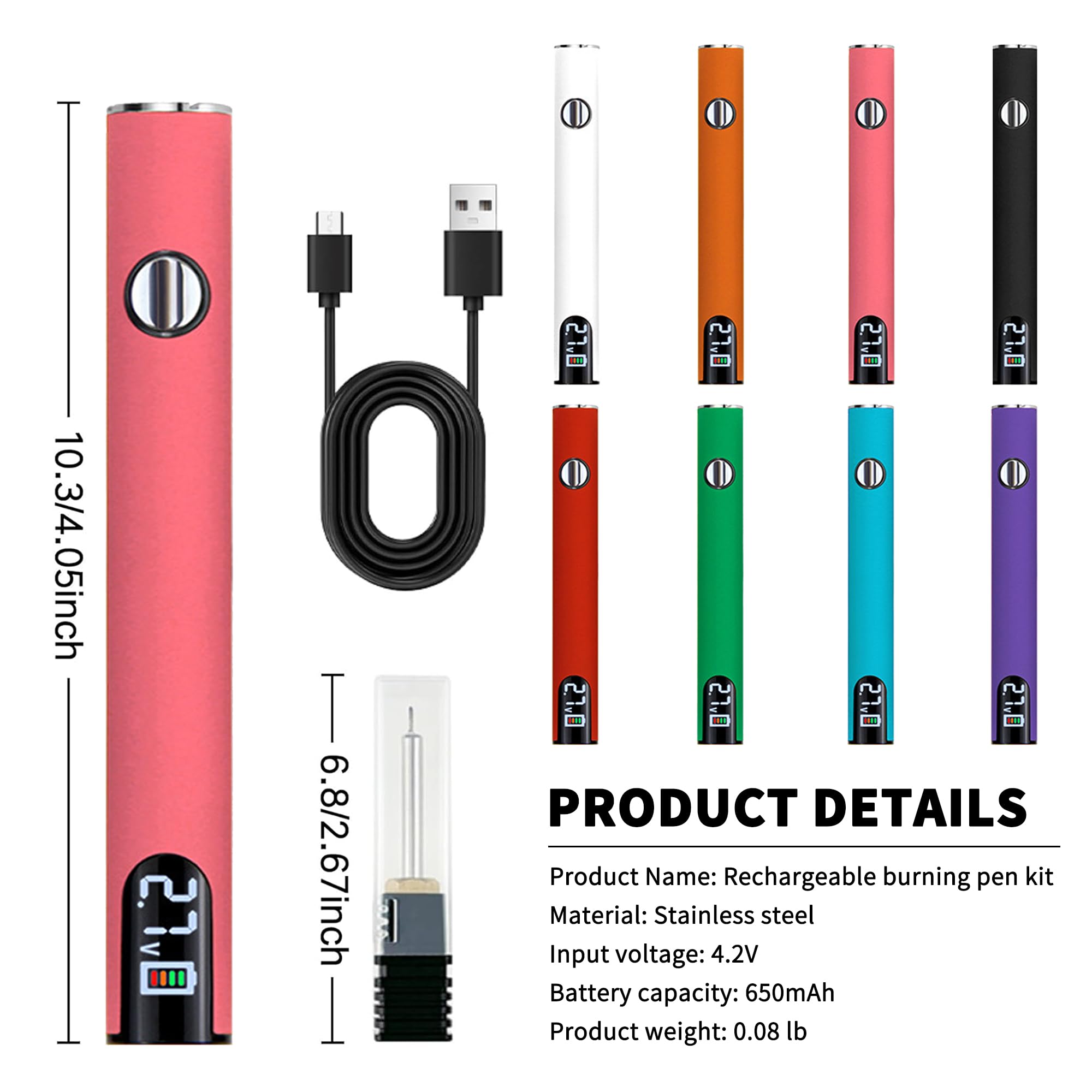 Pluma digital para quemar cables, kit de quema de hilos recargable, adecuado para tejer, coser, tejer, manualidades de cuero, tallado de madera, tallado de cera. (morado)