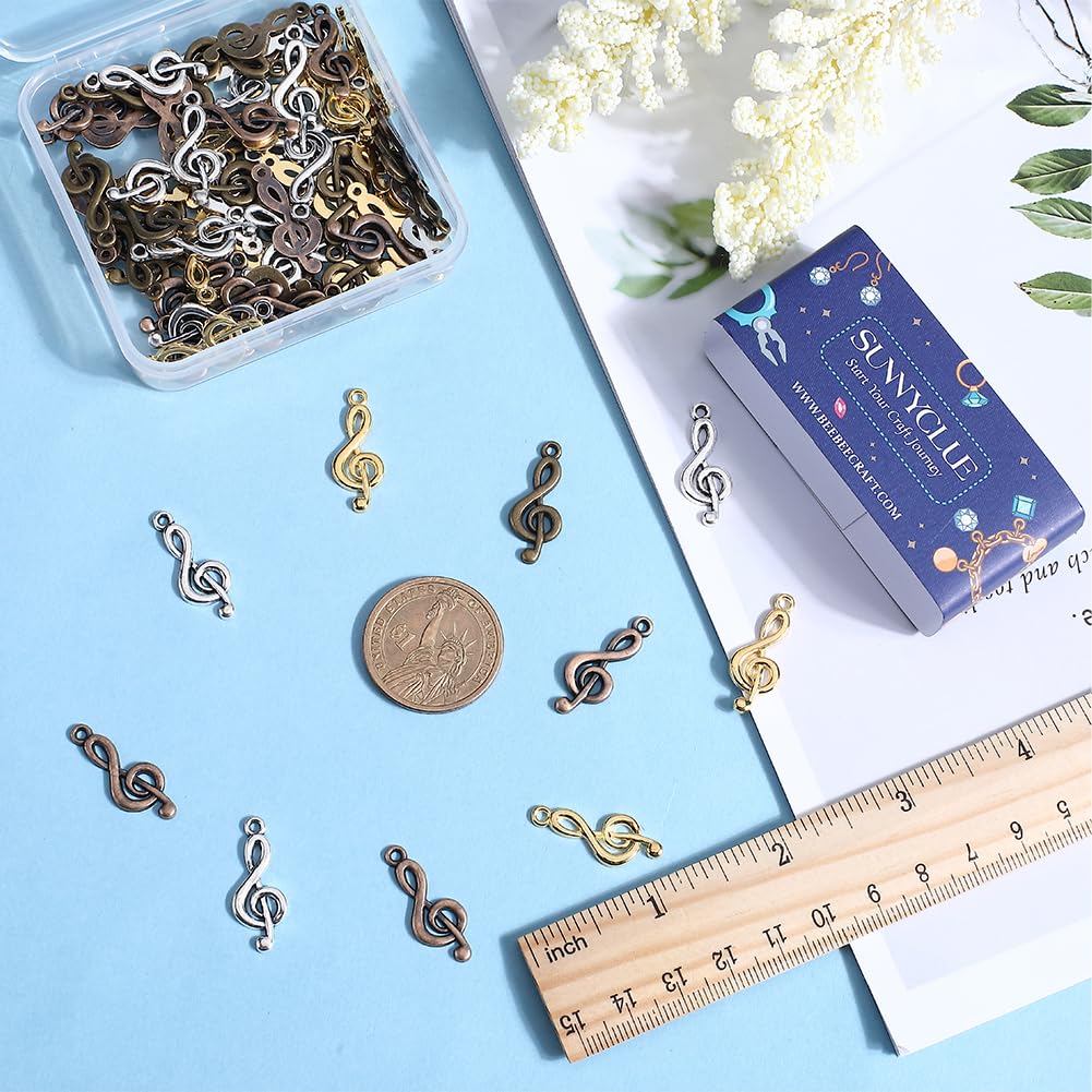 36 Musik-Anhänger Für Schmuck – Noten, Klavier & Gitarre Aus Legierung, Mit Strass