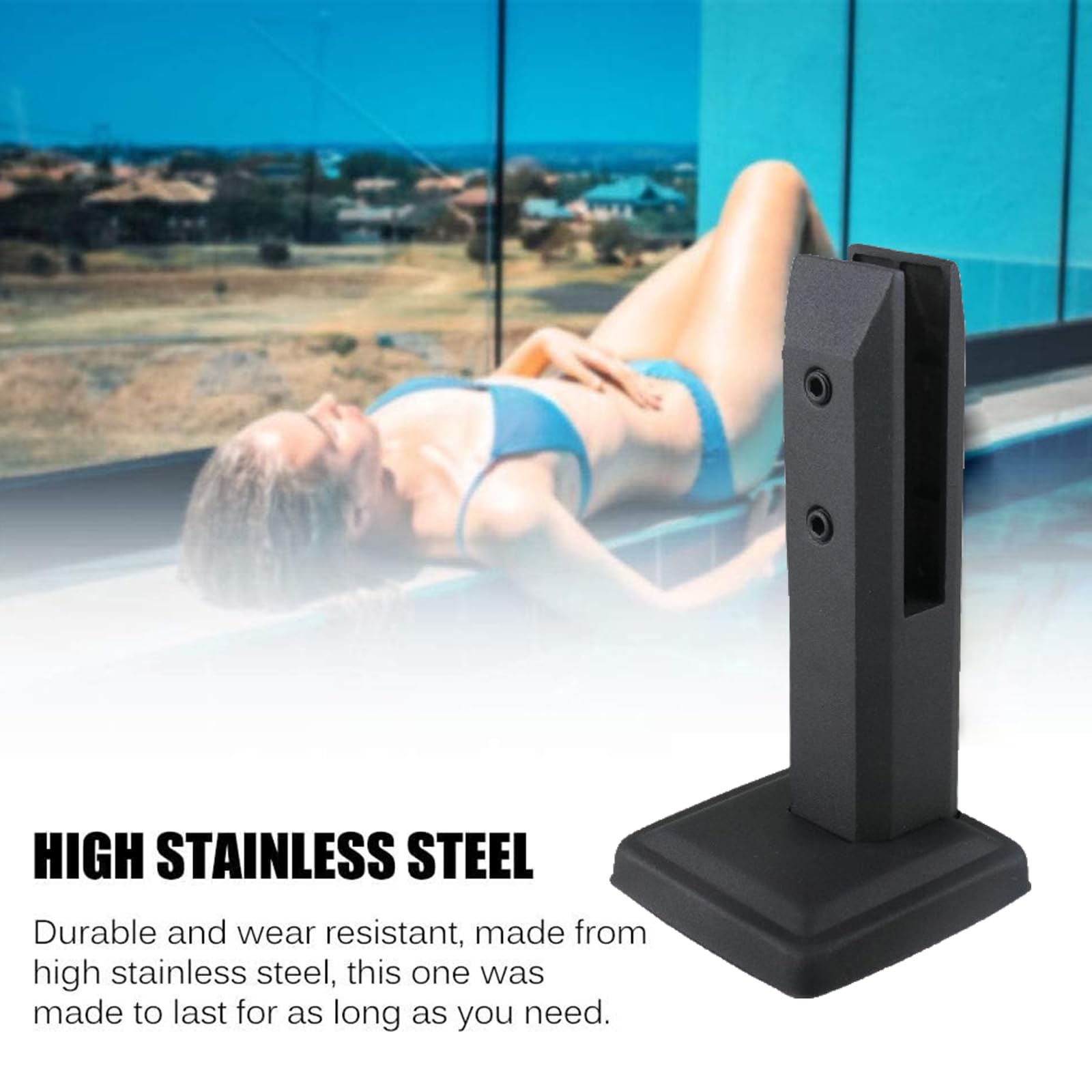 Paquete de 2 abrazaderas de vidrio de acero inoxidable 304, abrazadera de poste de barandilla de valla de piscina resistente para escalones, balcones, escaleras, cubiertas