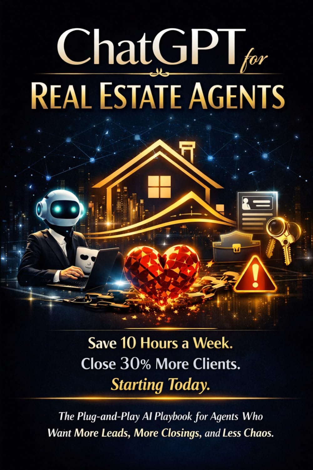 ChatGPT for Real Estate Agents. Save 10 Hour: Close 30% More Clients. Starting Today. The Plug-and-Play AI Playbook for Agents Who Want More Leads, More Closings, and Less Chaos.
