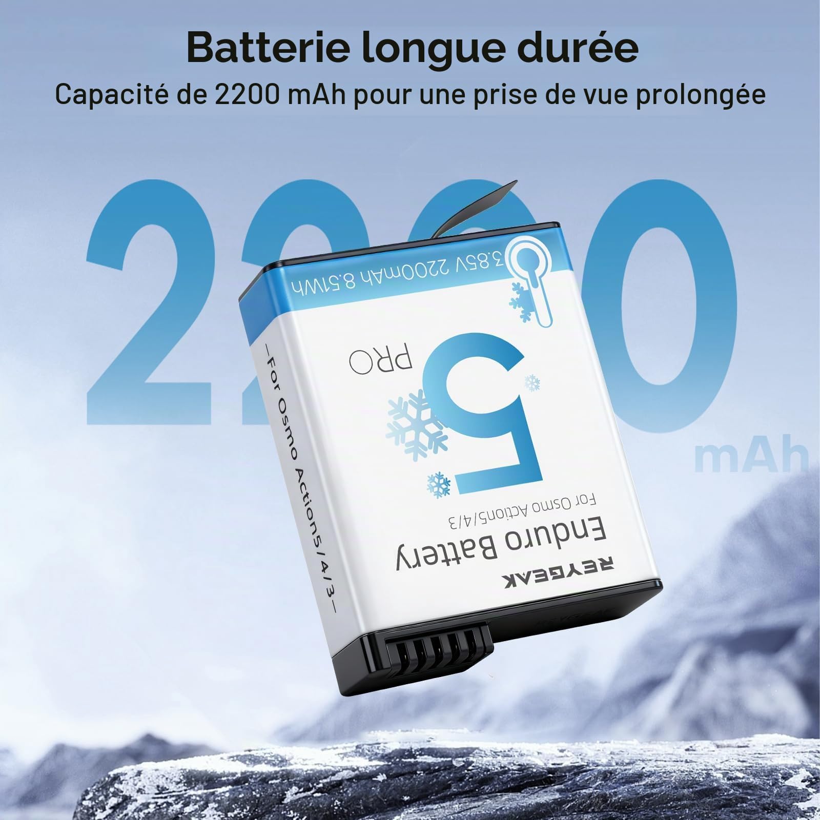 REYGEAK Batterie et Chargeur pour DJI Osmo Action 6/5/4/3-2 Batteries de Rechange 2200mAh avec Chargeur Triple, Accessoire d‘Extension d’Autonomie pour OSMO Action Accessoires