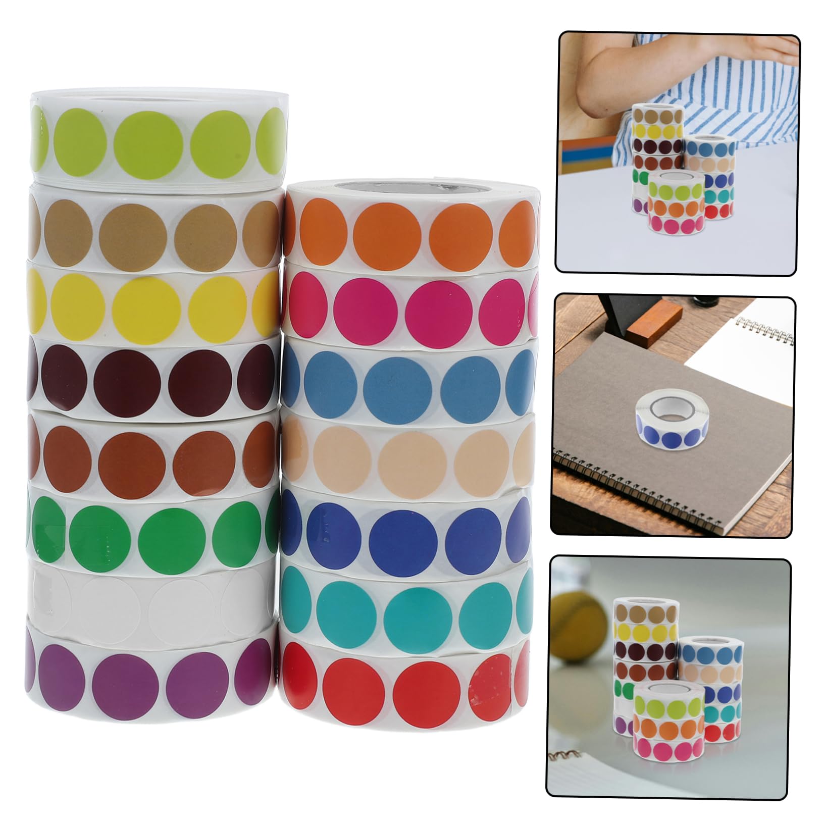 15pezzi Etichette Autoadesive Pois Nastro Scrivibile per Codifica Colori per Etichette Alimentari Progetti Scolastici e Hotel Colore Casuale